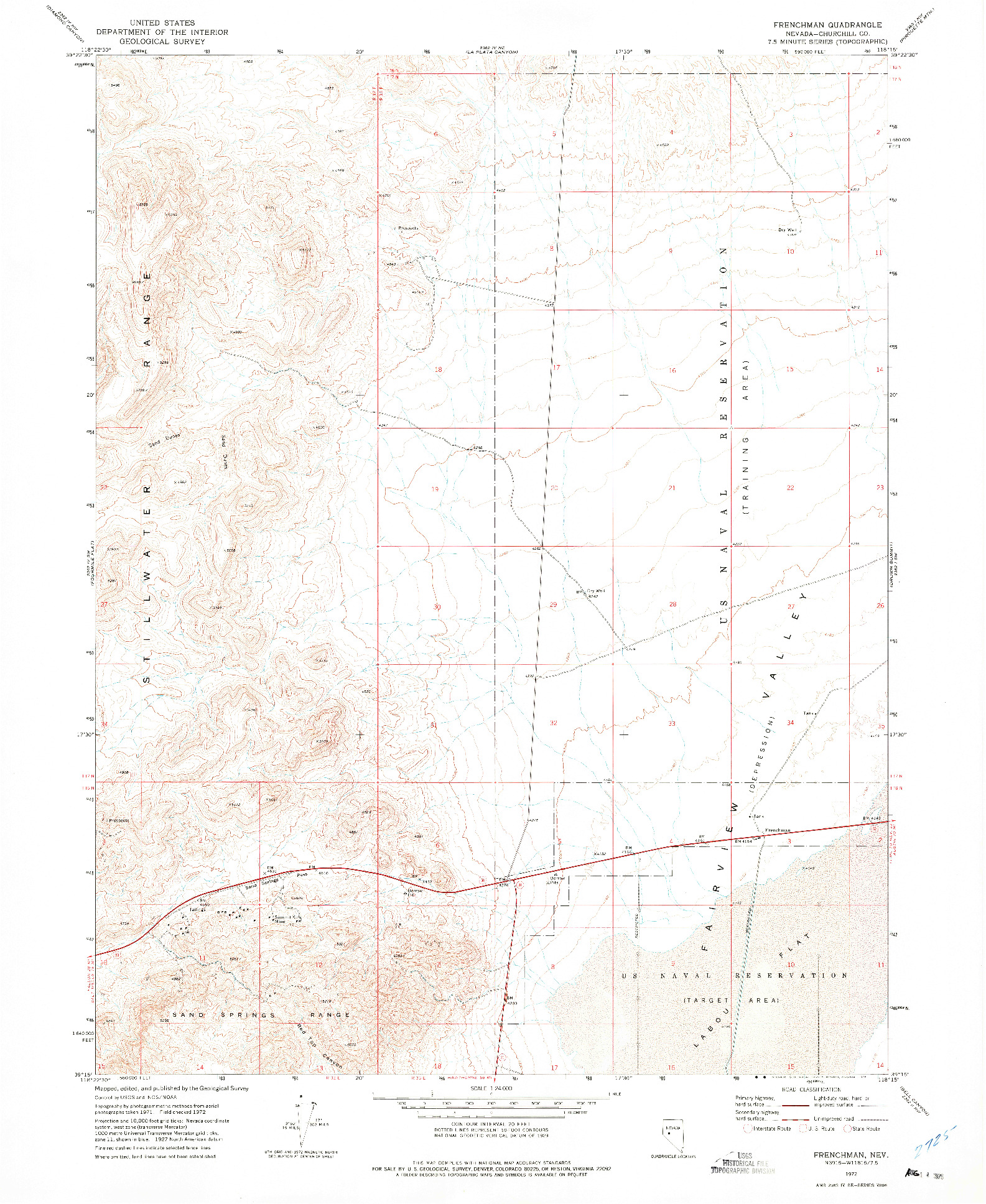 USGS 1:24000-SCALE QUADRANGLE FOR FRENCHMAN, NV 1972