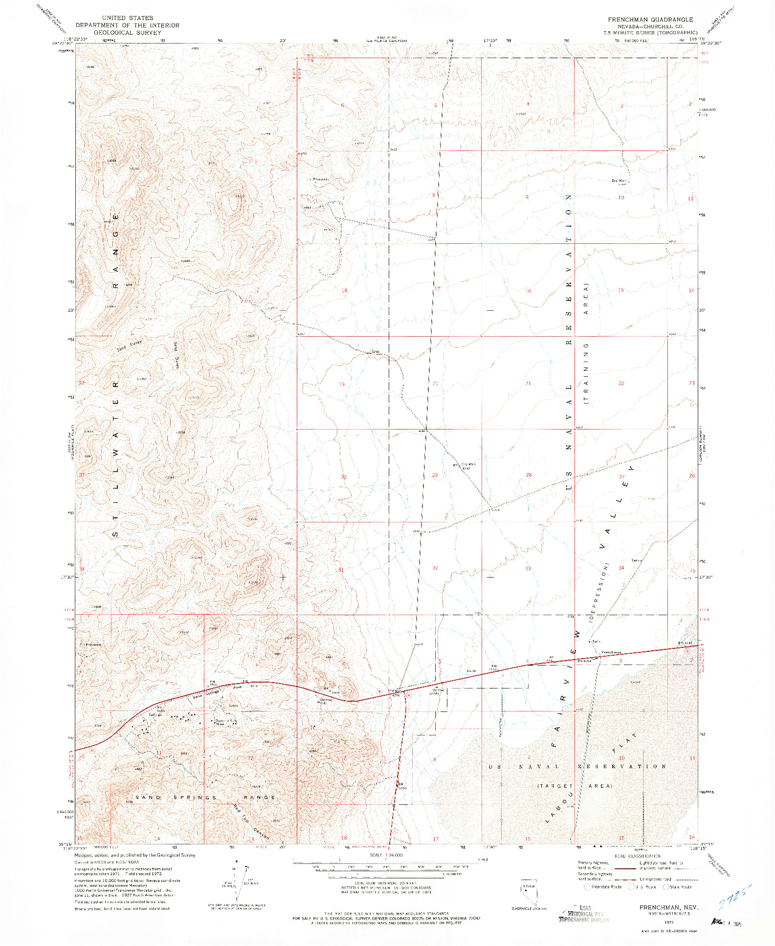 USGS 1:24000-SCALE QUADRANGLE FOR FRENCHMAN, NV 1972