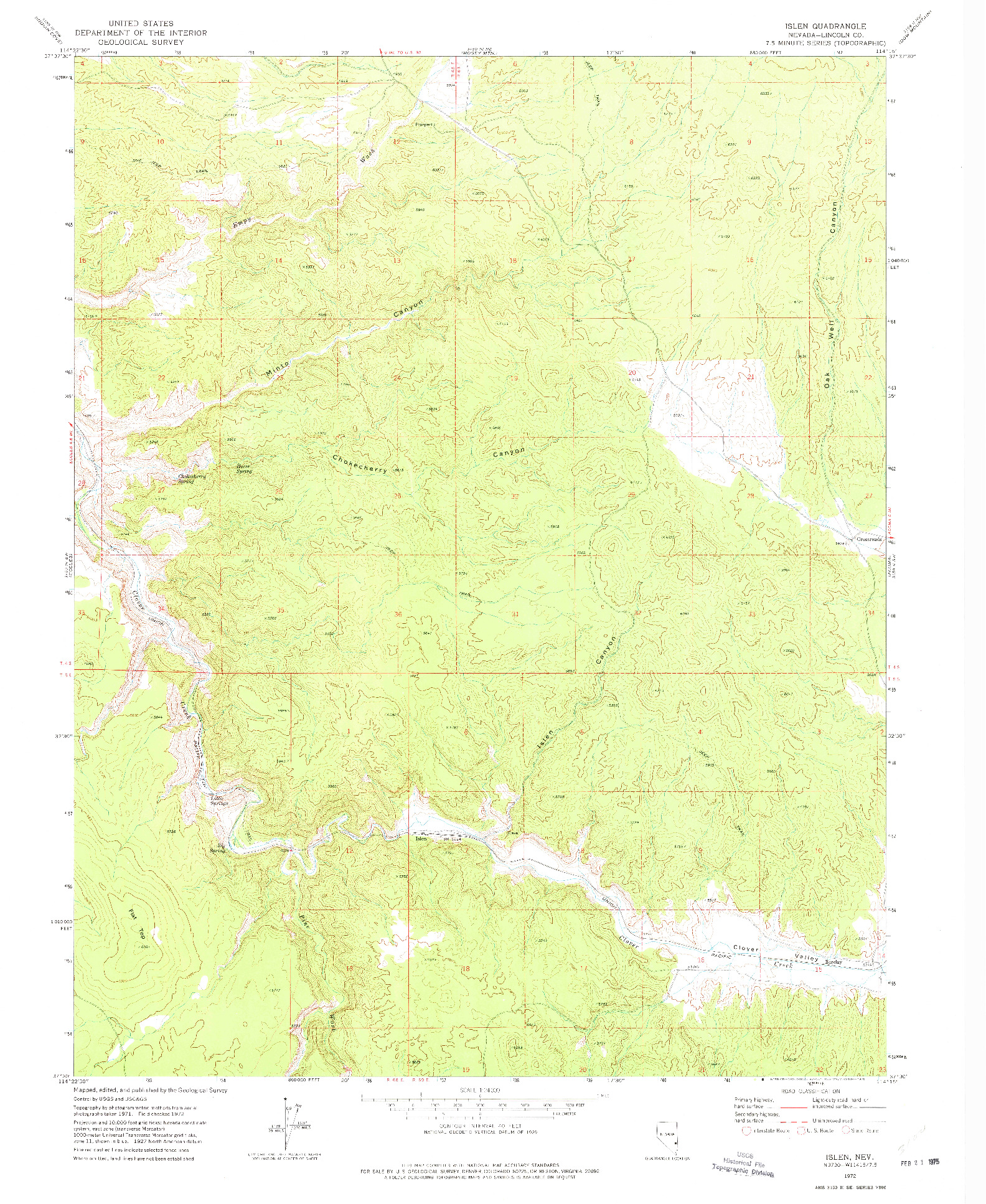 USGS 1:24000-SCALE QUADRANGLE FOR ISLEN, NV 1972