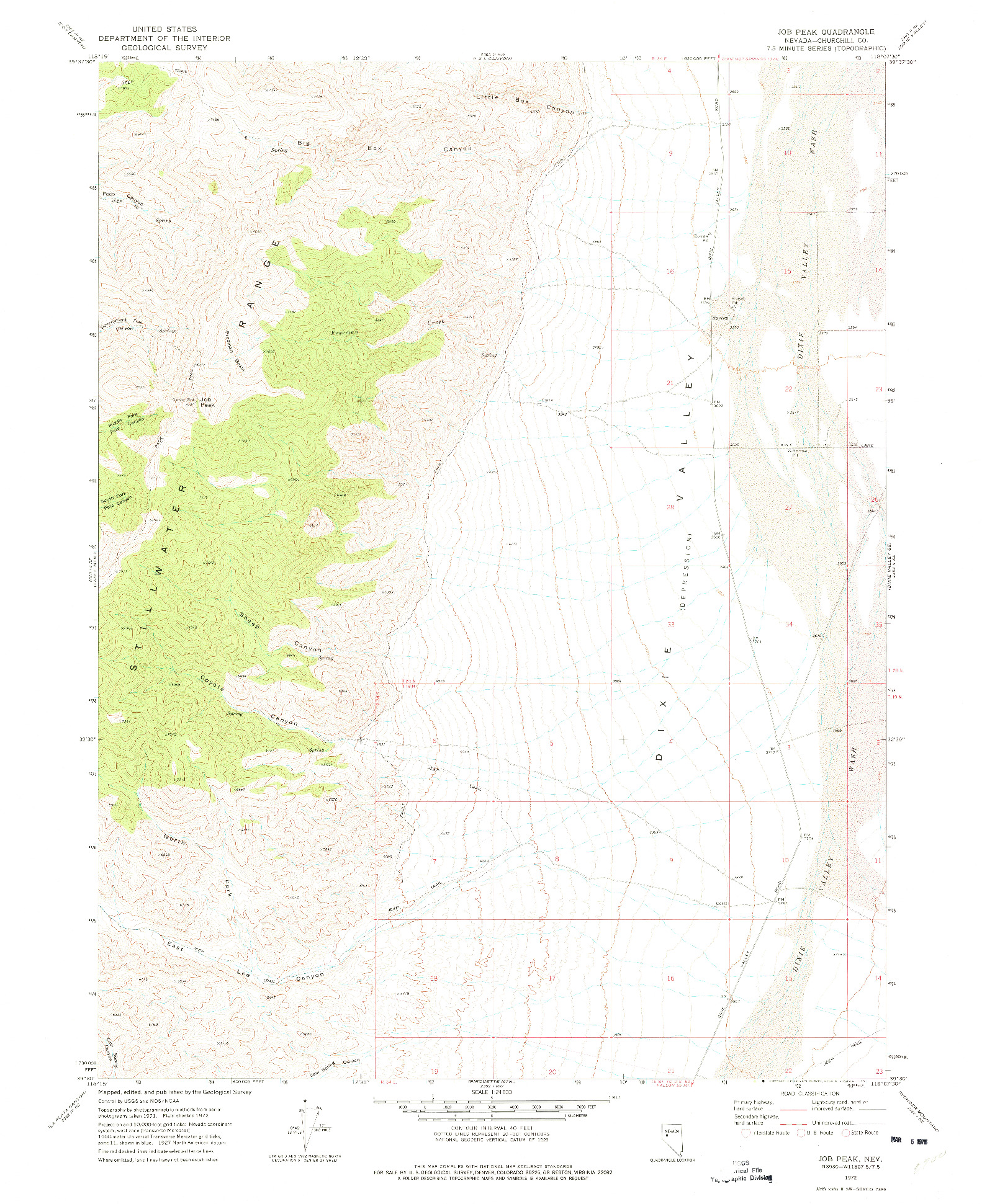 USGS 1:24000-SCALE QUADRANGLE FOR JOB PEAK, NV 1972