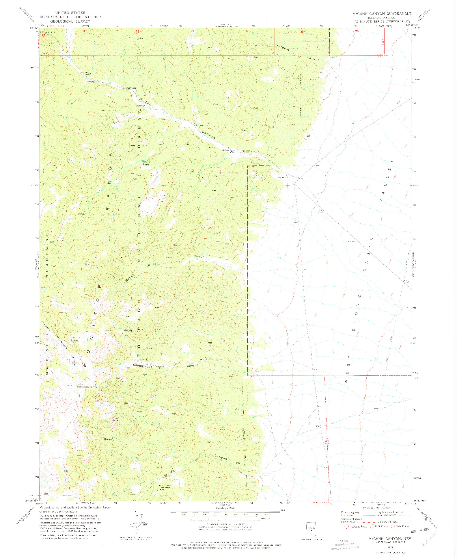 USGS 1:24000-SCALE QUADRANGLE FOR MCCANN CANYON, NV 1971
