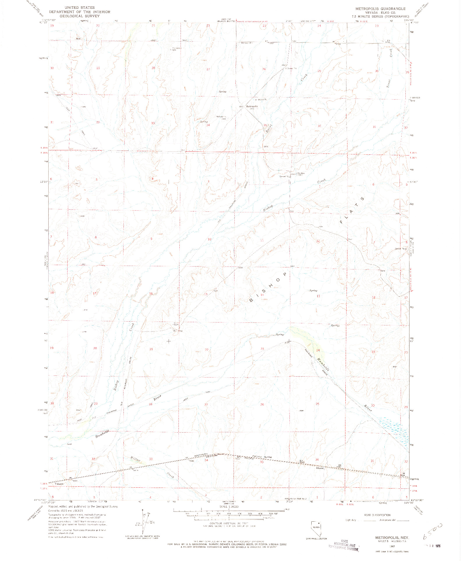 USGS 1:24000-SCALE QUADRANGLE FOR METROPOLIS, NV 1967