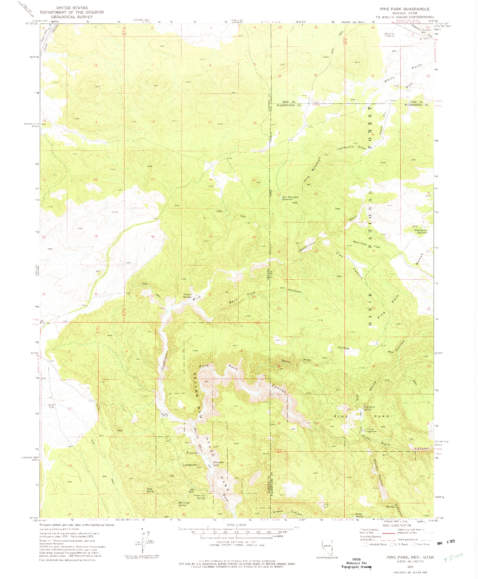 USGS 1:24000-SCALE QUADRANGLE FOR PINE PARK, NV 1972