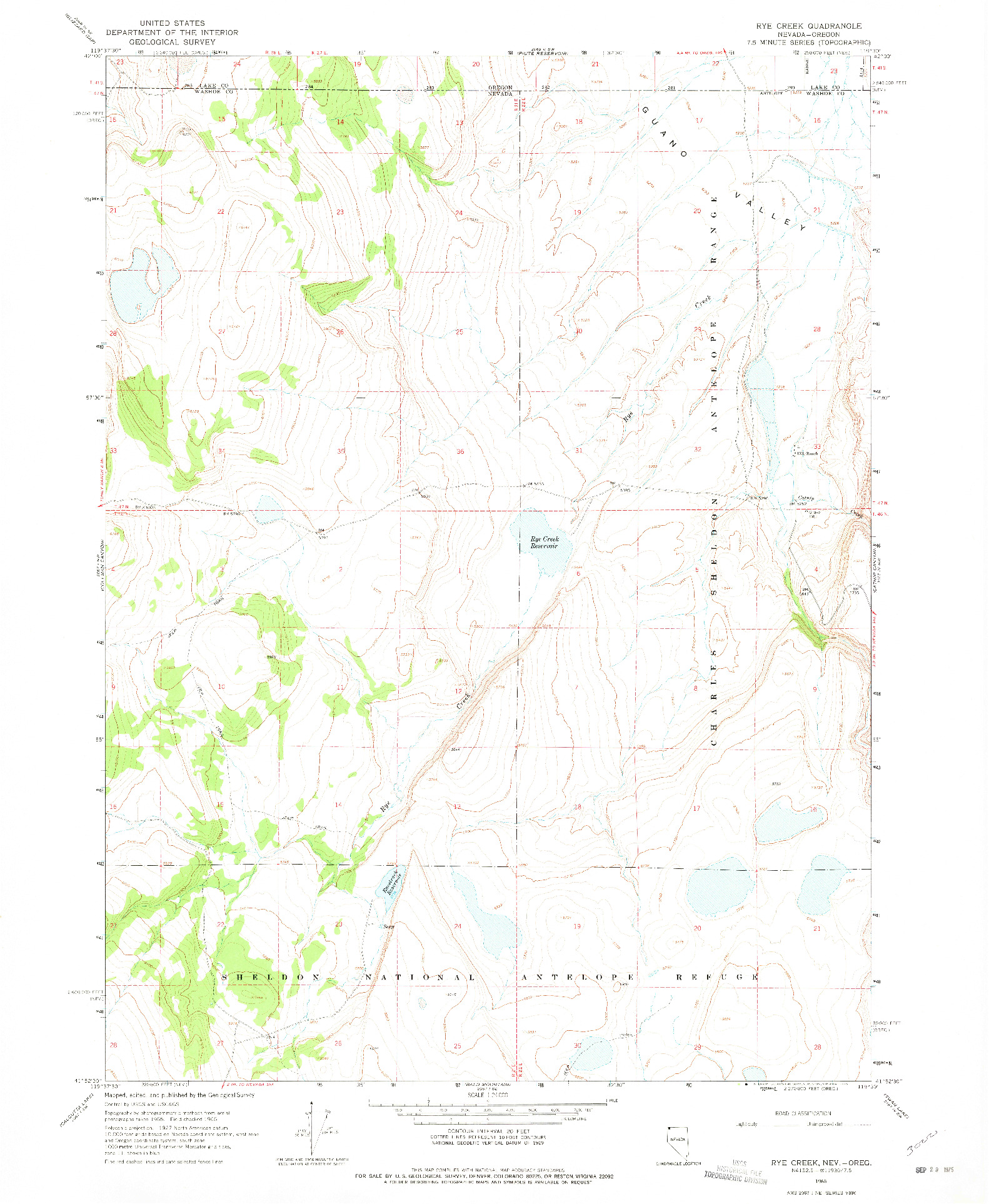 USGS 1:24000-SCALE QUADRANGLE FOR RYE CREEK, NV 1966