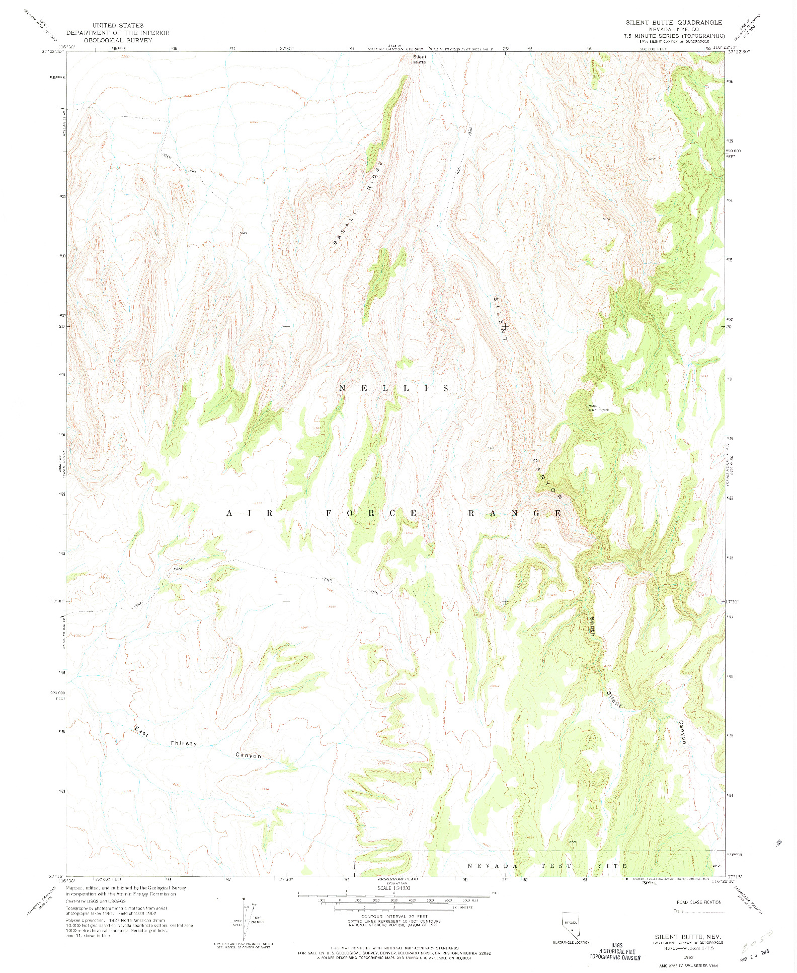 USGS 1:24000-SCALE QUADRANGLE FOR SILENT BUTTE, NV 1962