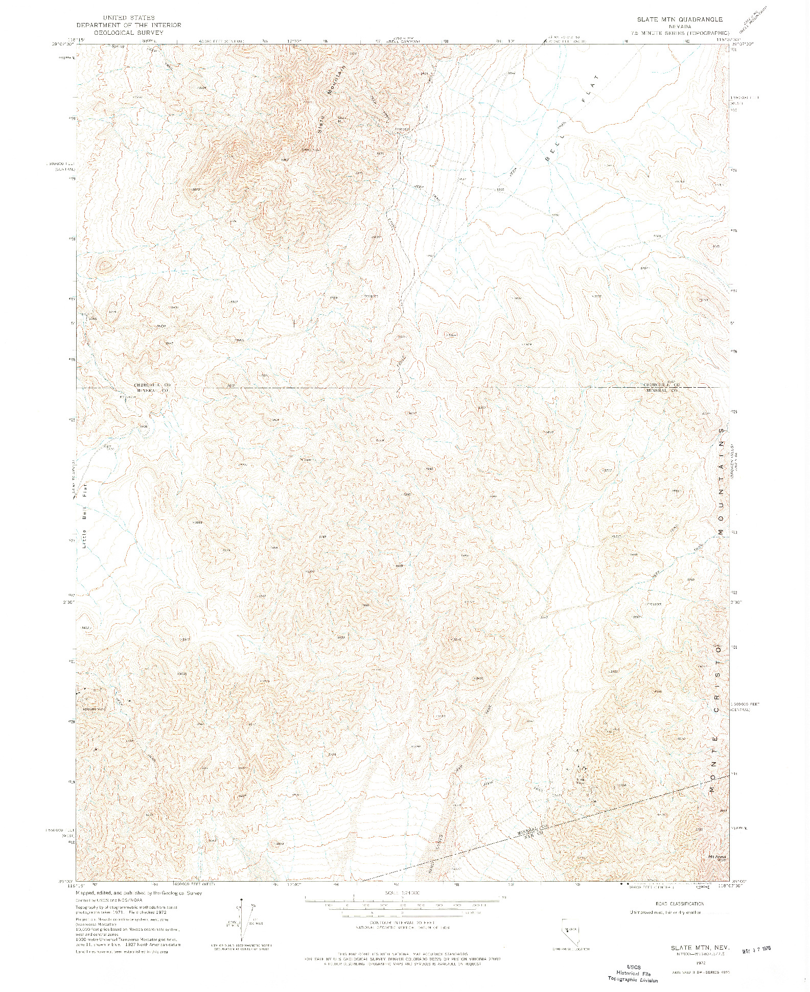 USGS 1:24000-SCALE QUADRANGLE FOR SLATE MTN, NV 1972