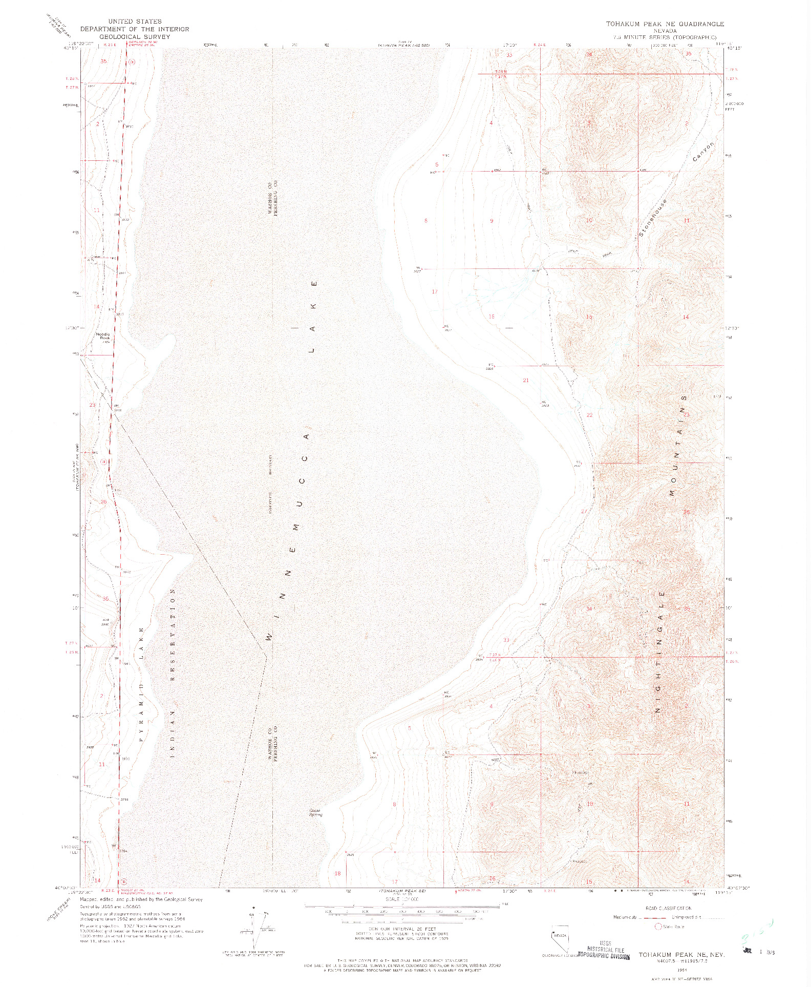 USGS 1:24000-SCALE QUADRANGLE FOR TOHAKUM PEAK NE, NV 1964