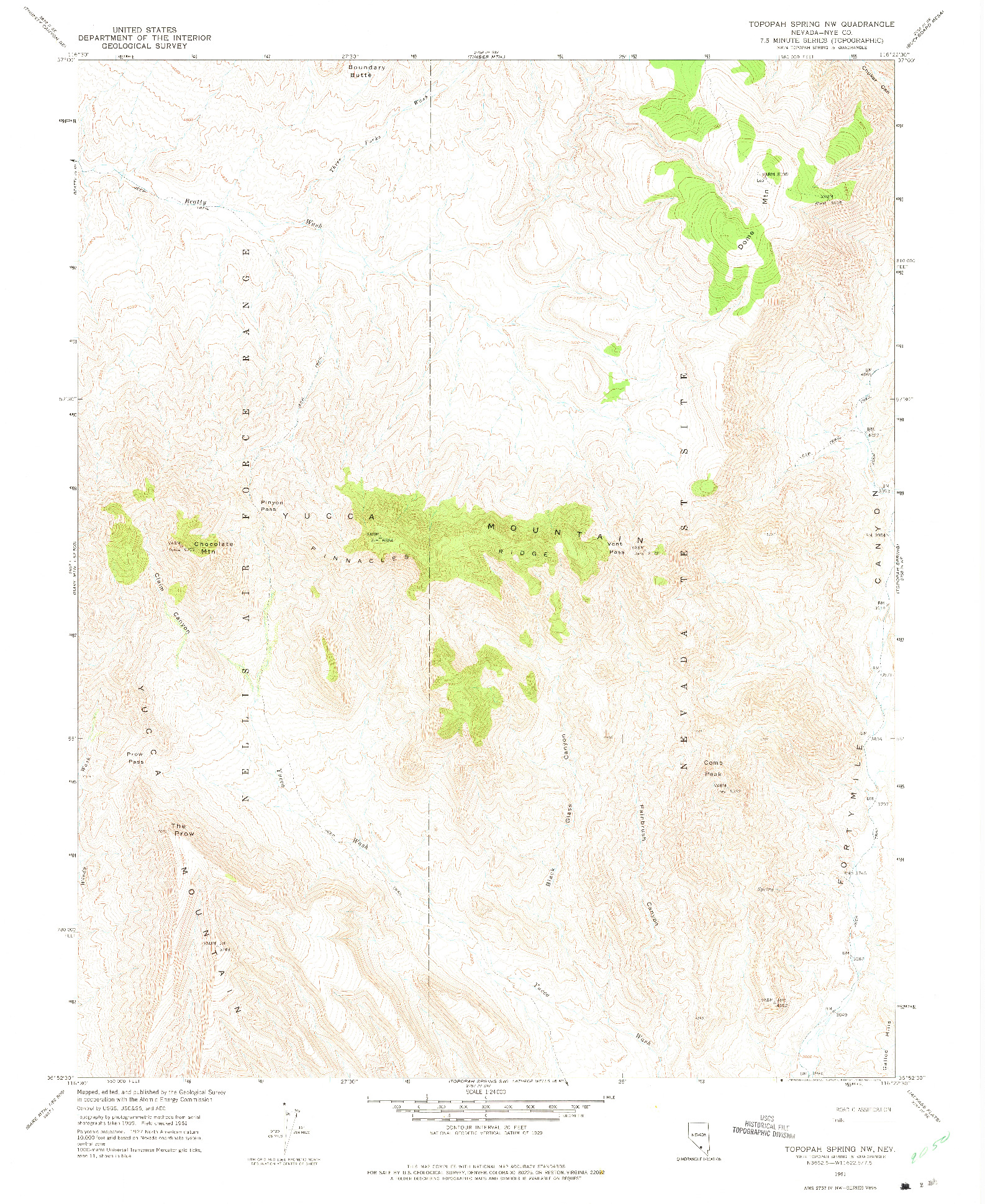 USGS 1:24000-SCALE QUADRANGLE FOR TOPOPAH SPRING NW, NV 1961