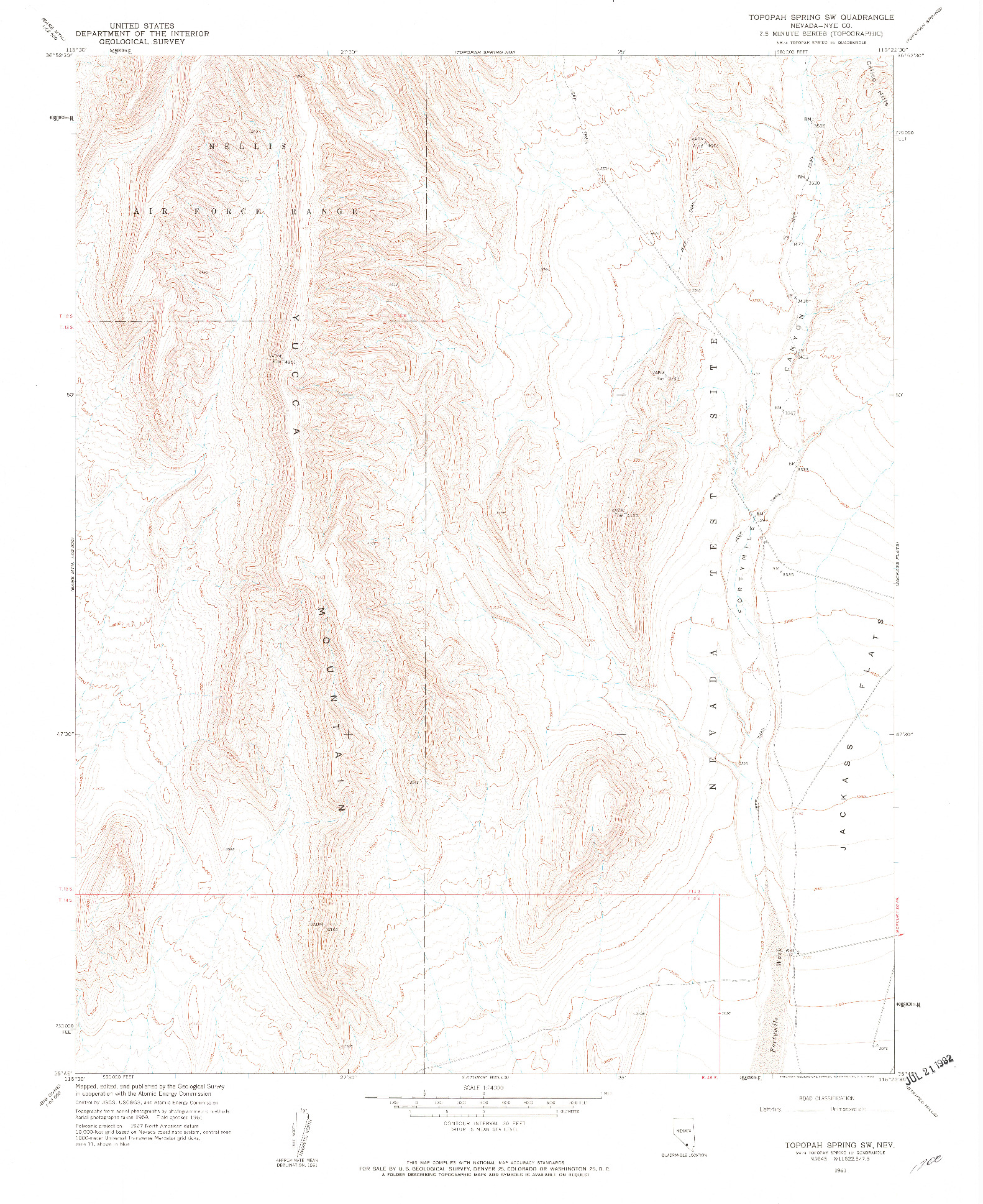 USGS 1:24000-SCALE QUADRANGLE FOR TOPOPAH SPRING SW, NV 1961