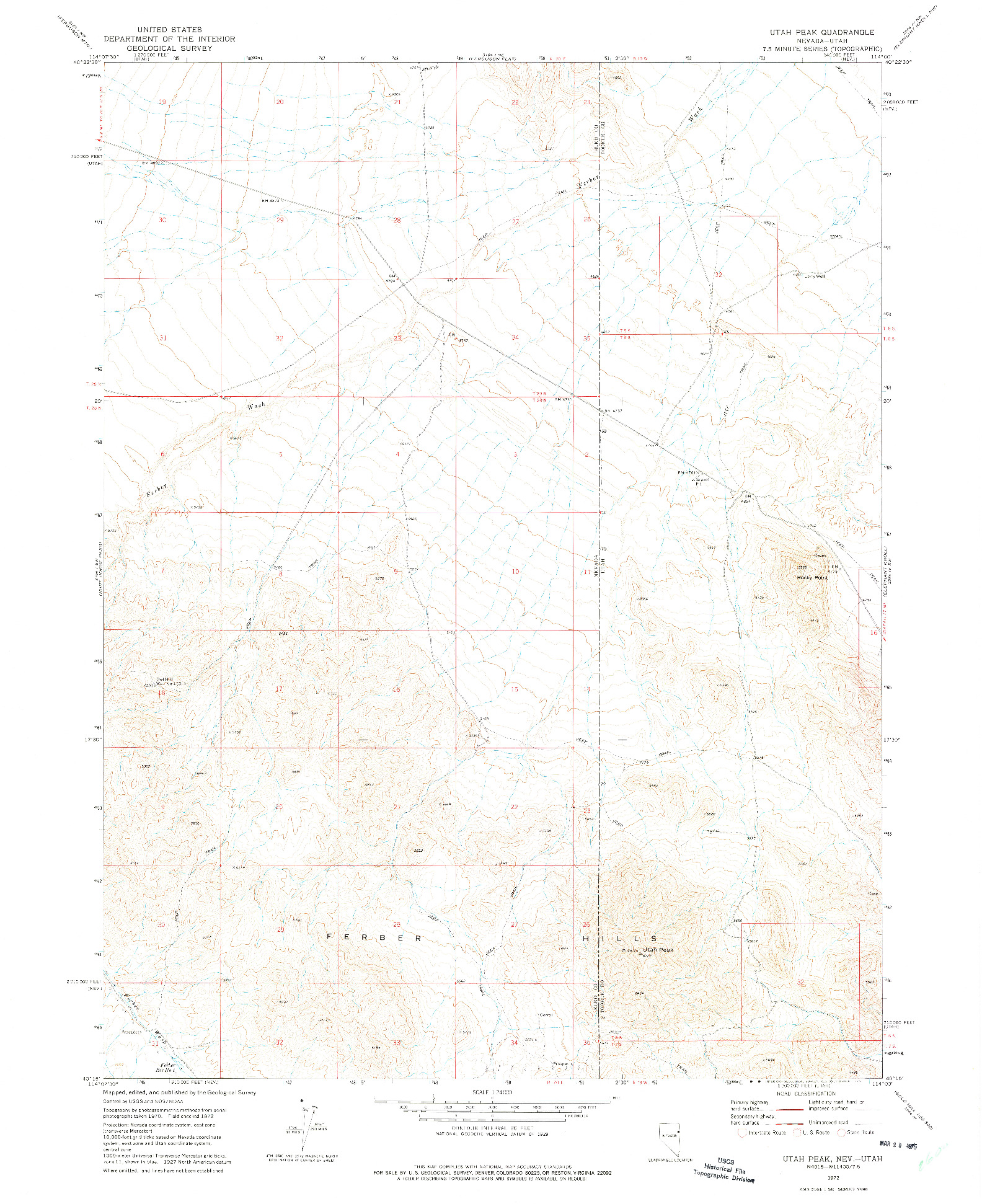 USGS 1:24000-SCALE QUADRANGLE FOR UTAH PEAK, NV 1972