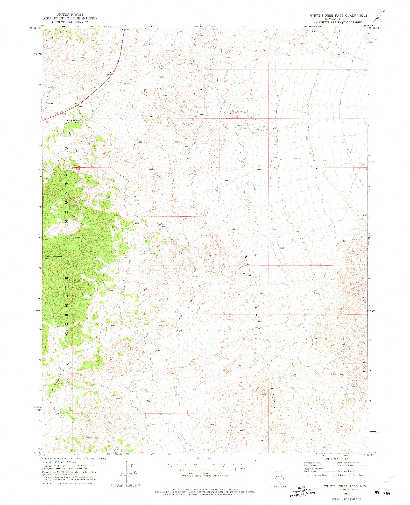 USGS 1:24000-SCALE QUADRANGLE FOR WHITE HORSE PASS, NV 1972