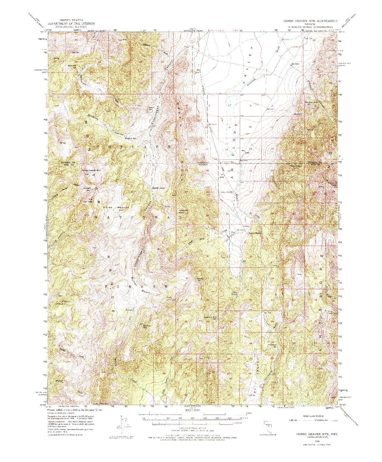 USGS 1:62500-SCALE QUADRANGLE FOR HORSE HEAVEN MTN, NV 1956