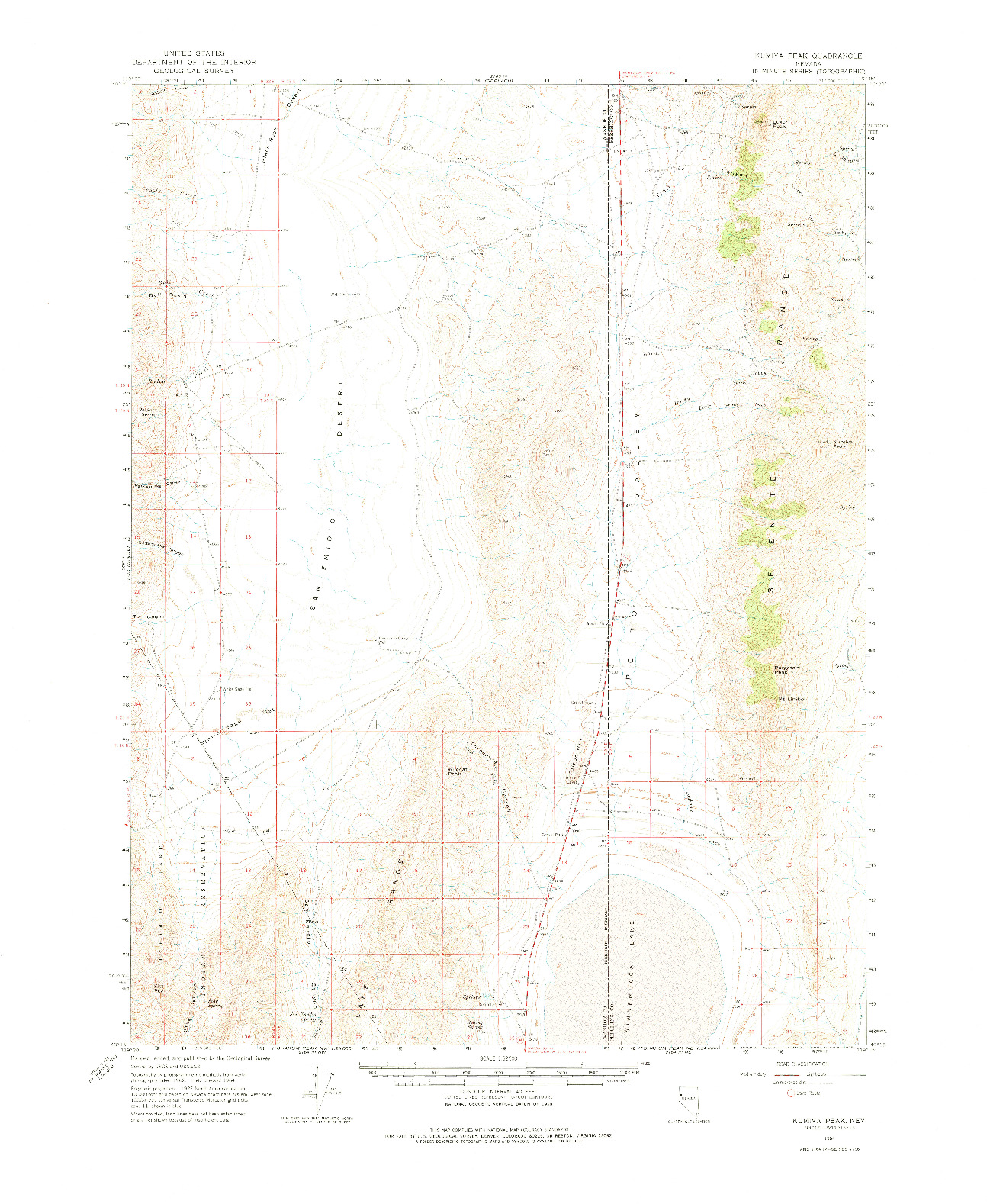 USGS 1:62500-SCALE QUADRANGLE FOR KUMIVA PEAK, NV 1964