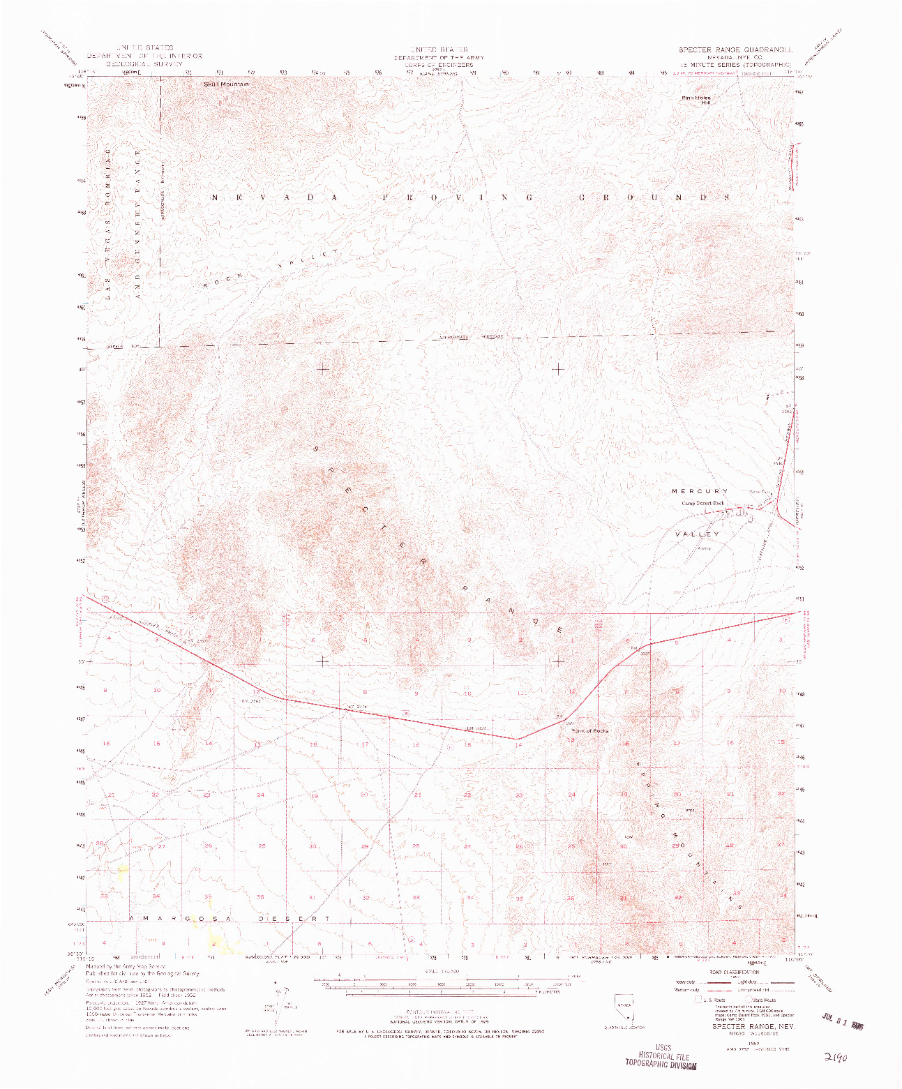 USGS 1:62500-SCALE QUADRANGLE FOR SPECTER RANGE, NV 1952