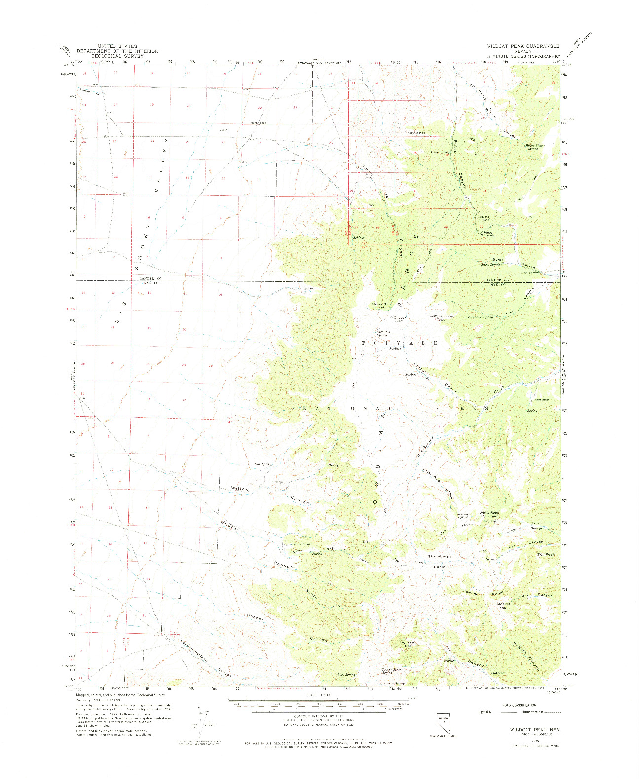 USGS 1:62500-SCALE QUADRANGLE FOR WILDCAT PEAK, NV 1960