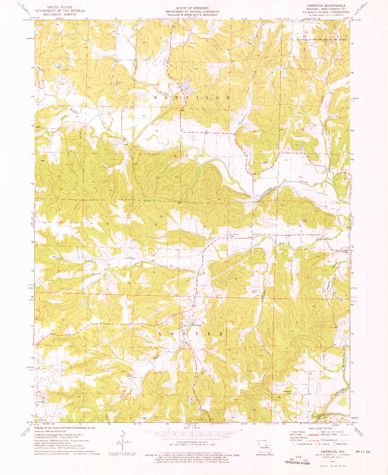 USGS 1:24000-SCALE QUADRANGLE FOR AMERICUS, MO 1974
