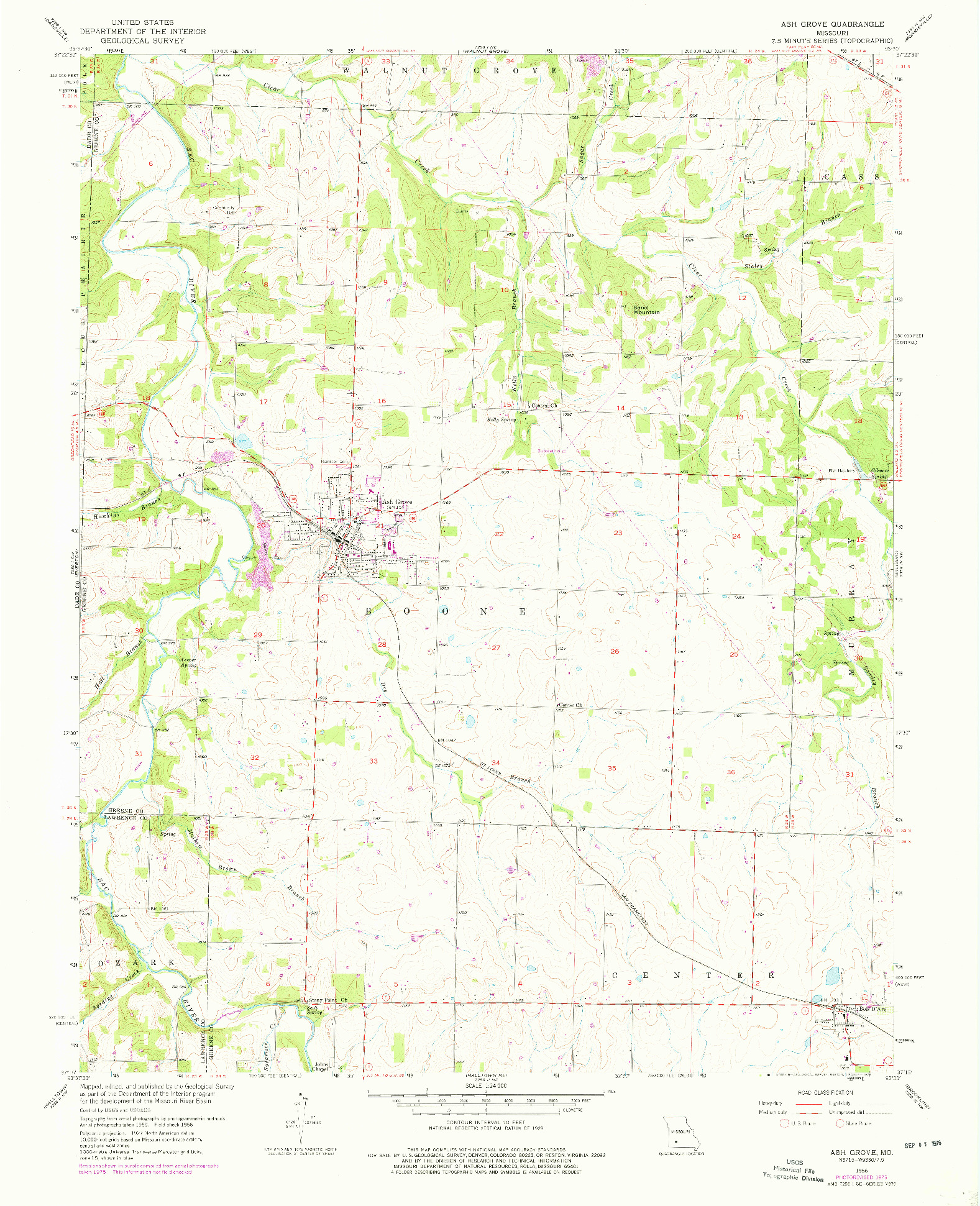 USGS 1:24000-SCALE QUADRANGLE FOR ASH GROVE, MO 1956