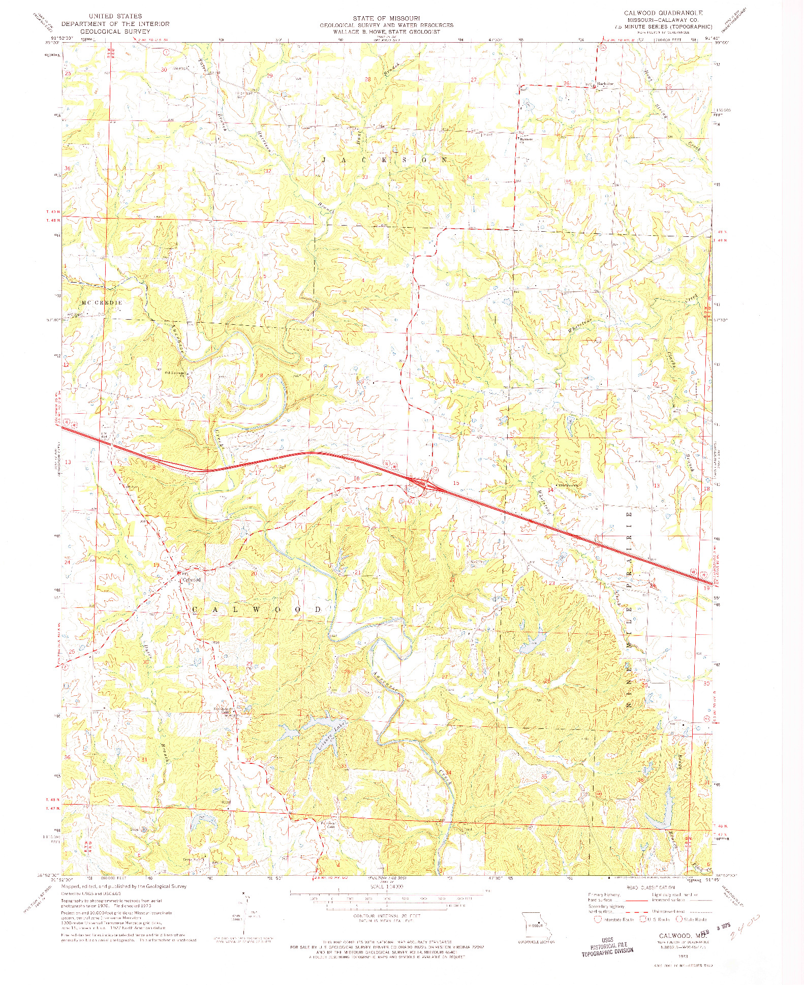 USGS 1:24000-SCALE QUADRANGLE FOR CALWOOD, MO 1973