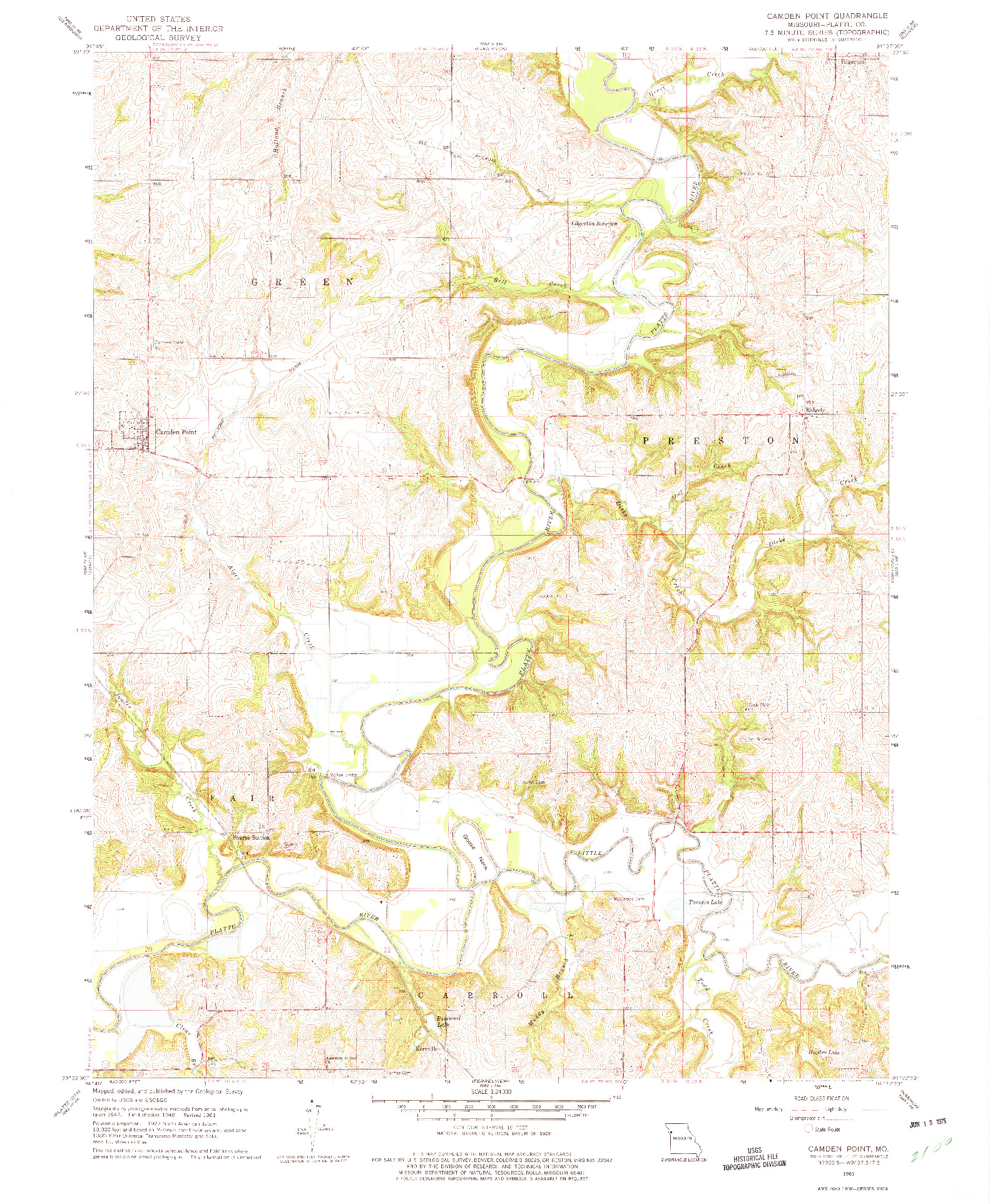 USGS 1:24000-SCALE QUADRANGLE FOR CAMDEN POINT, MO 1961