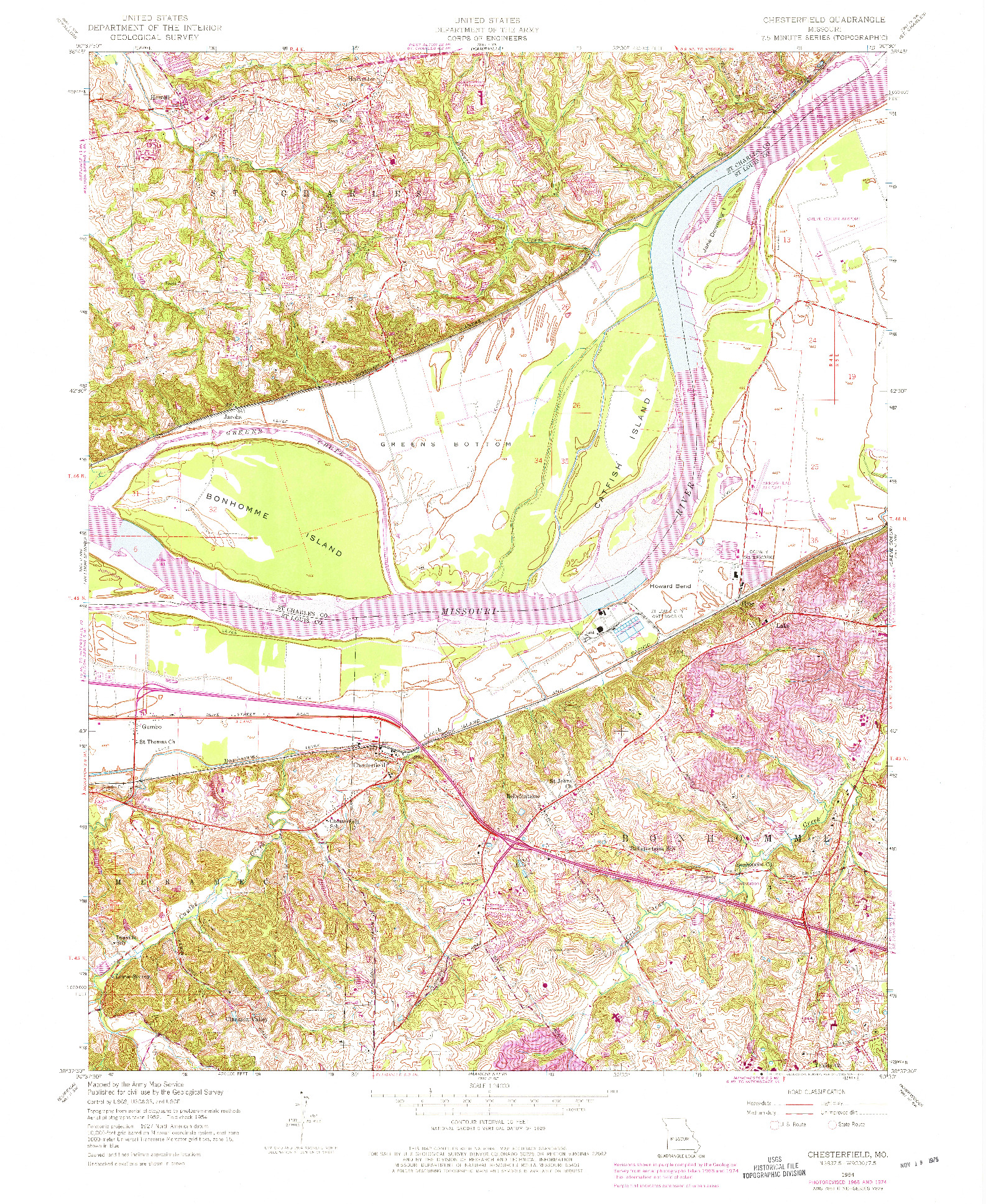 USGS 1:24000-SCALE QUADRANGLE FOR CHESTERFIELD, MO 1954