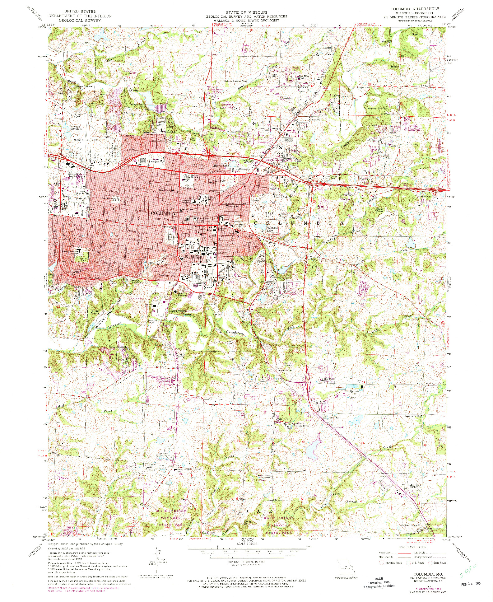 USGS 1:24000-SCALE QUADRANGLE FOR COLUMBIA, MO 1967