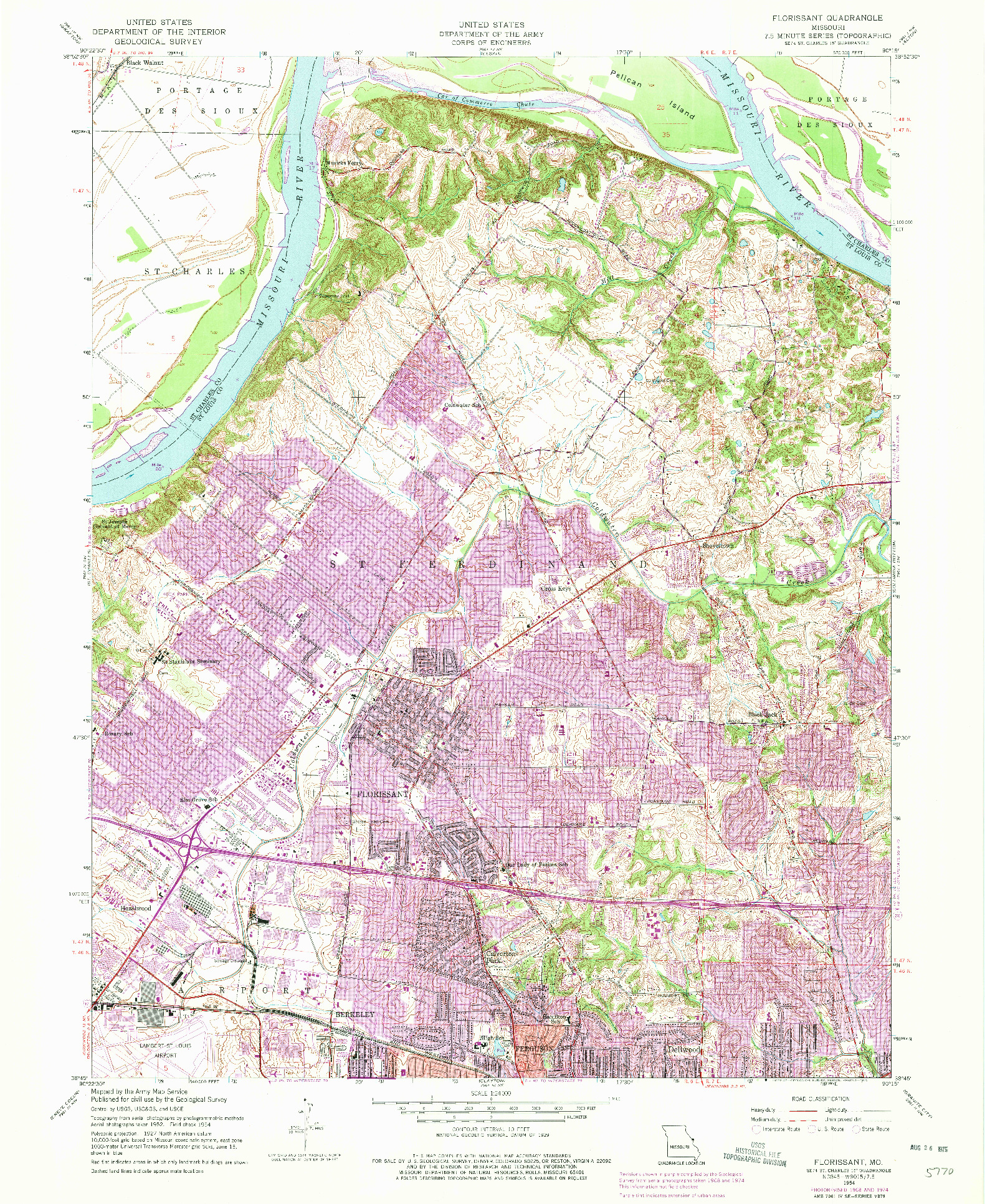 USGS 1:24000-SCALE QUADRANGLE FOR FLORISSANT, MO 1954