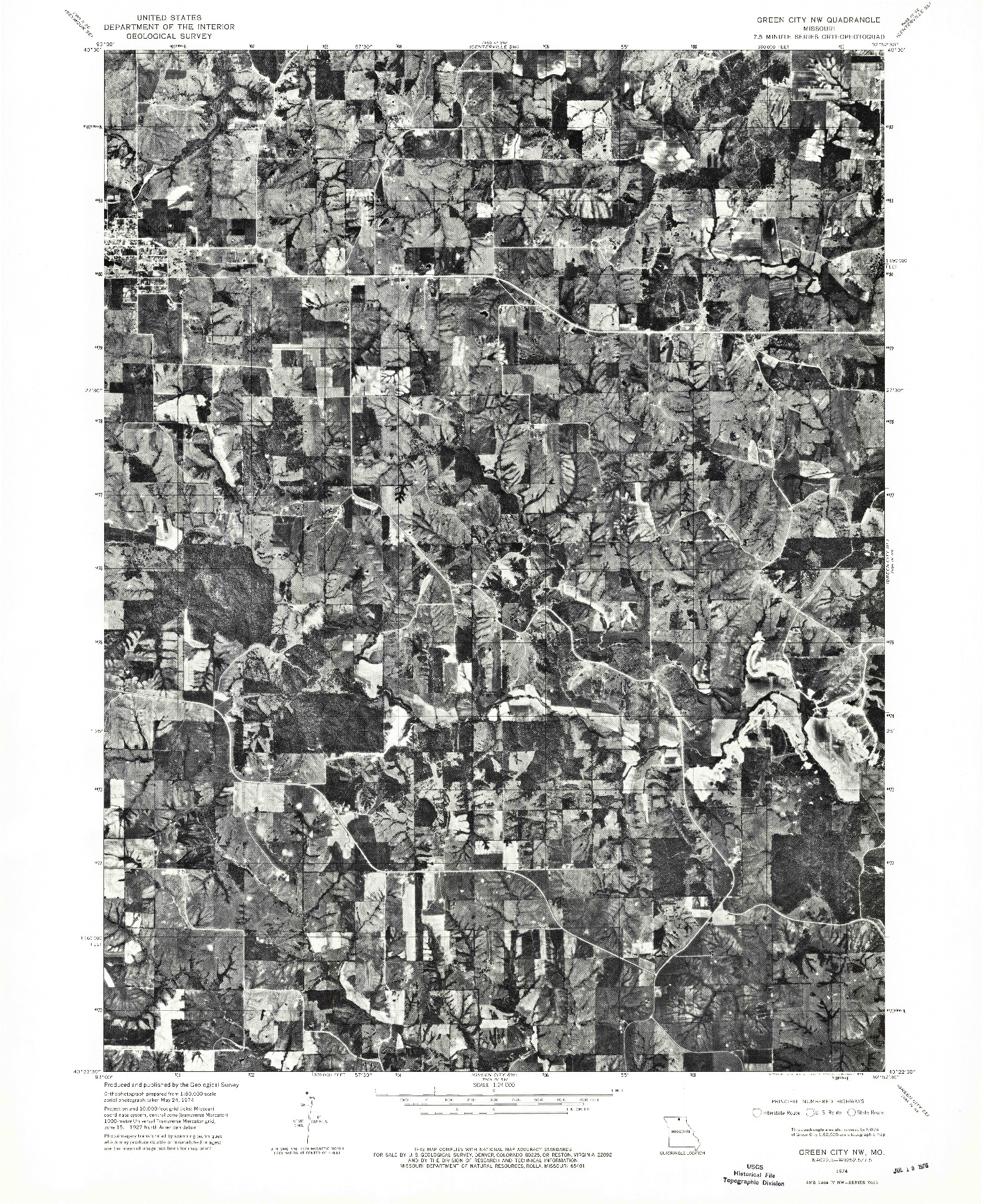 USGS 1:24000-SCALE QUADRANGLE FOR GREEN CITY NW, MO 1974