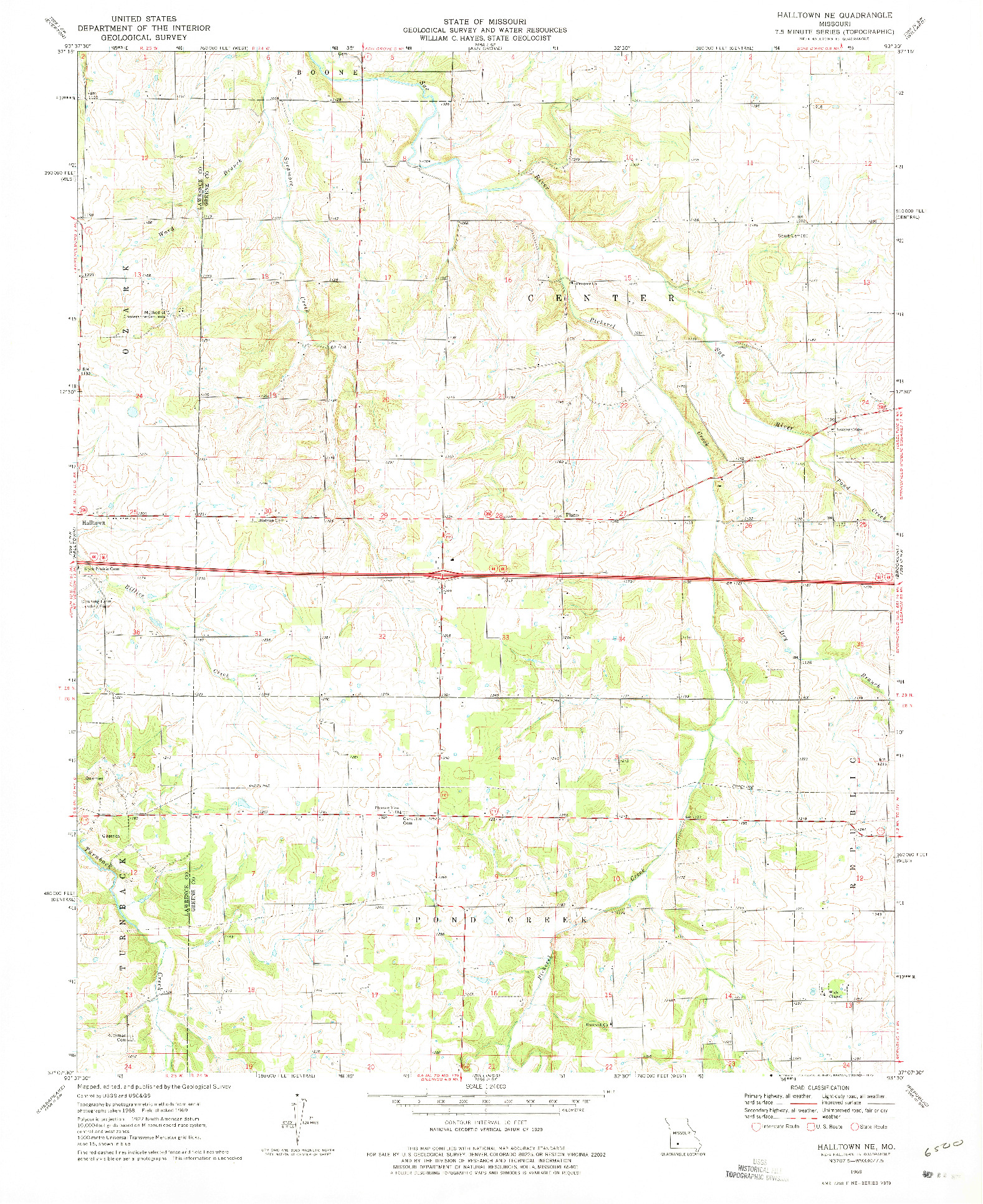 USGS 1:24000-SCALE QUADRANGLE FOR HALLTOWN NE, MO 1969