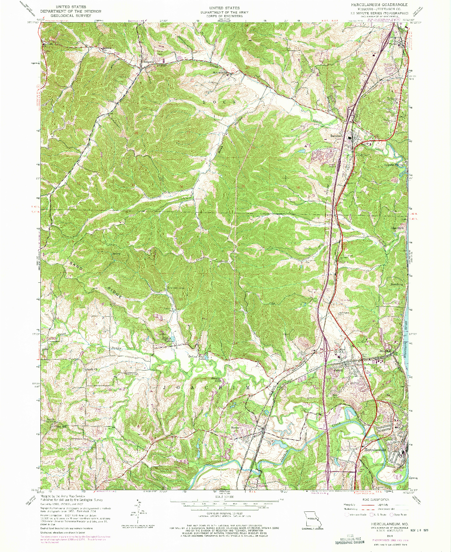 USGS 1:24000-SCALE QUADRANGLE FOR HERCULANEUM, MO 1954