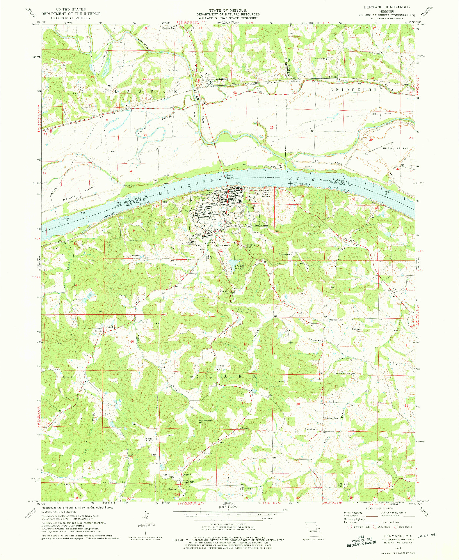 USGS 1:24000-SCALE QUADRANGLE FOR HERMANN, MO 1974