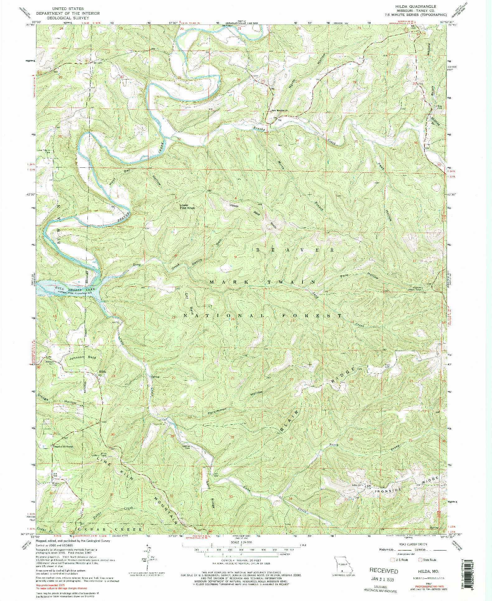 USGS 1:24000-SCALE QUADRANGLE FOR HILDA, MO 1967