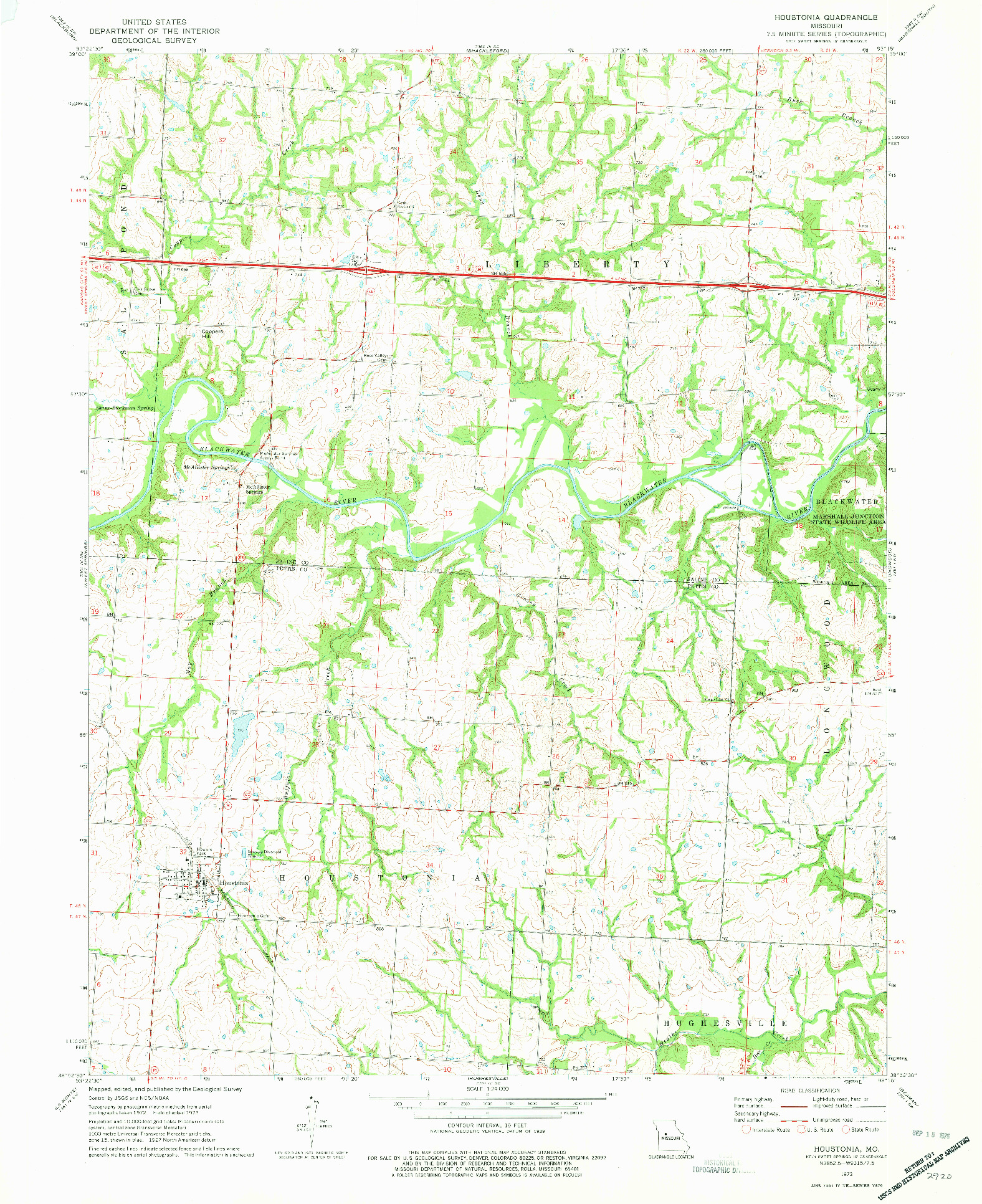 USGS 1:24000-SCALE QUADRANGLE FOR HOUSTONIA, MO 1973