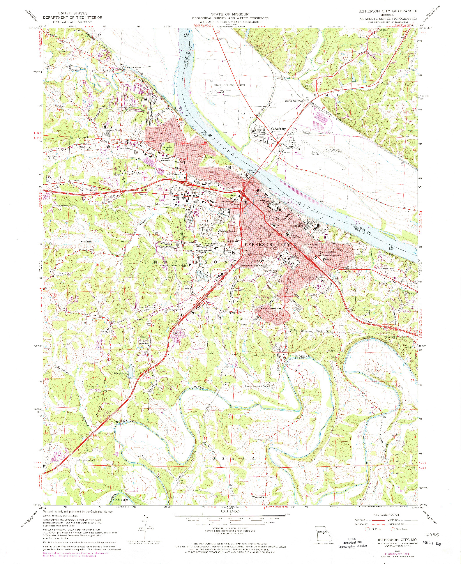 USGS 1:24000-SCALE QUADRANGLE FOR JEFFERSON CITY, MO 1967