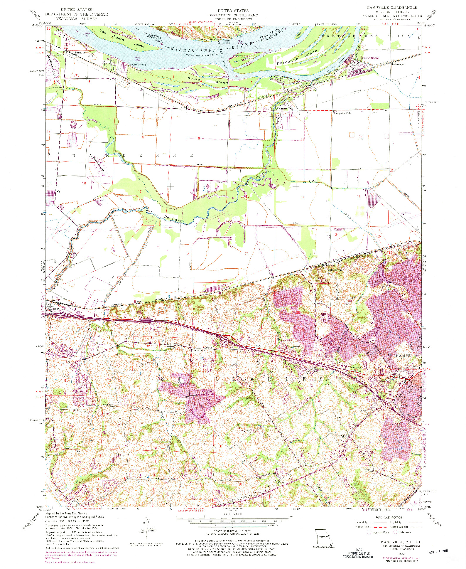 USGS 1:24000-SCALE QUADRANGLE FOR KAMPVILLE, MO 1954