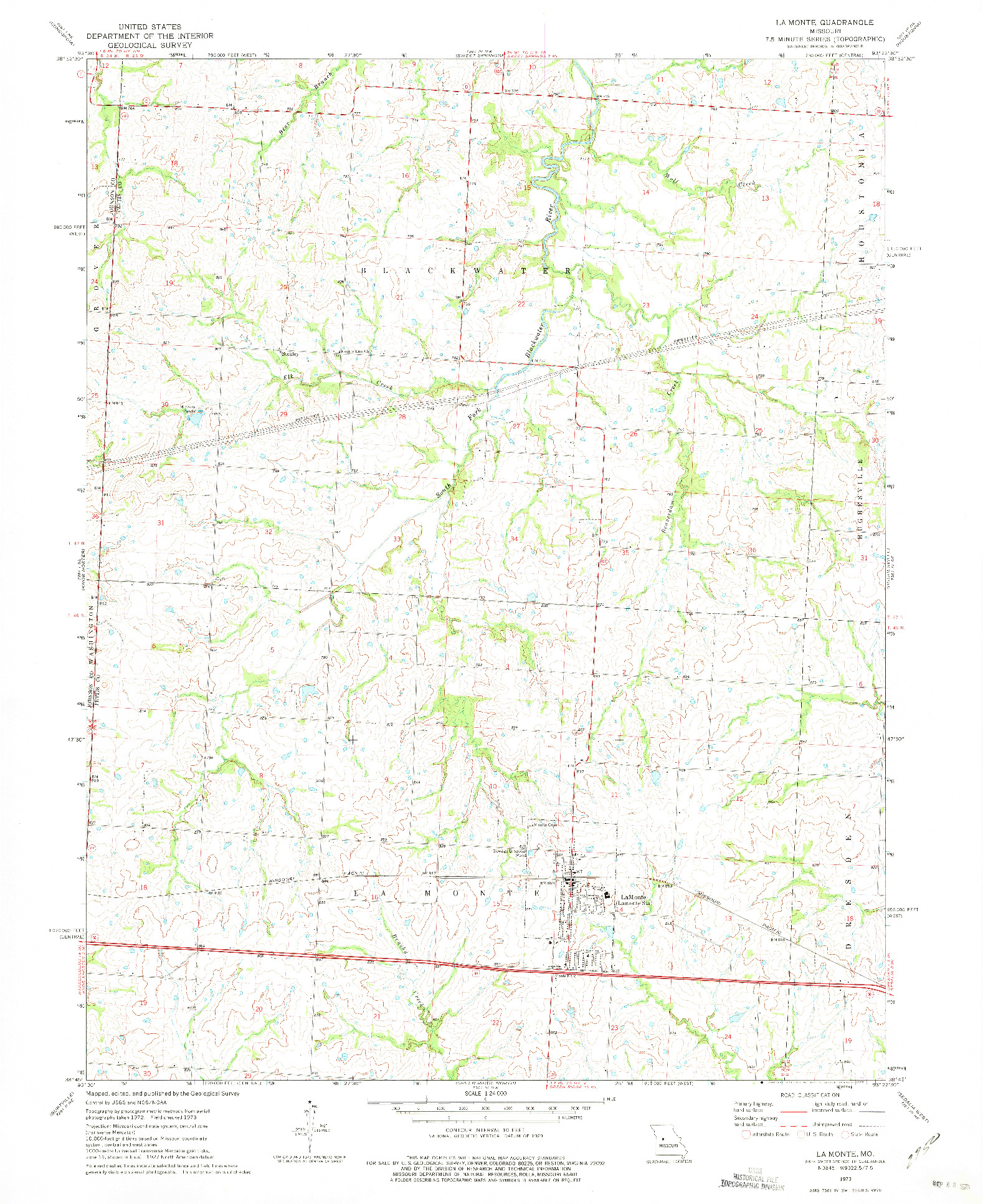 USGS 1:24000-SCALE QUADRANGLE FOR LA MONTE, MO 1973