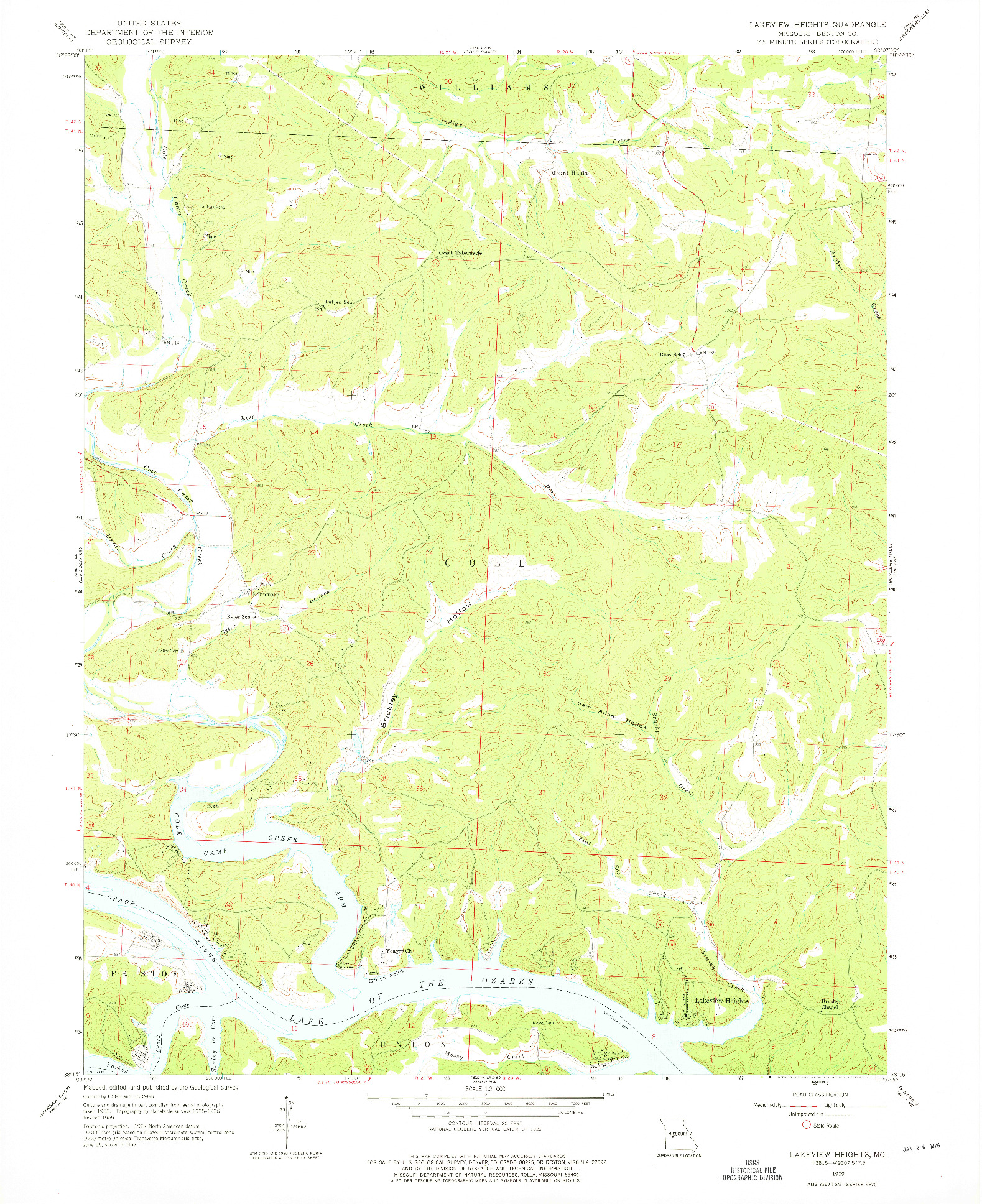USGS 1:24000-SCALE QUADRANGLE FOR LAKEVIEW HEIGHTS, MO 1959