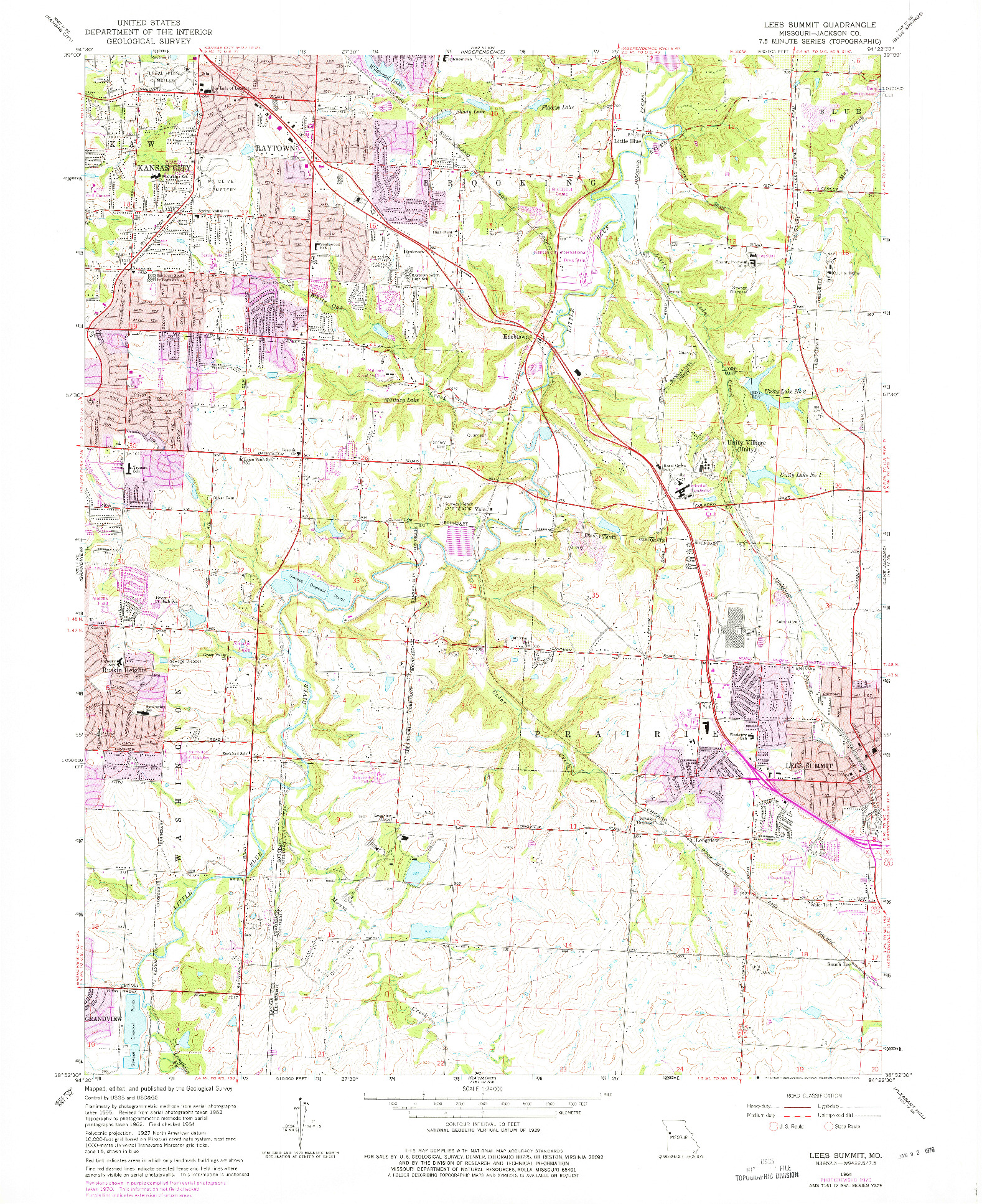 USGS 1:24000-SCALE QUADRANGLE FOR LEES SUMMIT, MO 1964