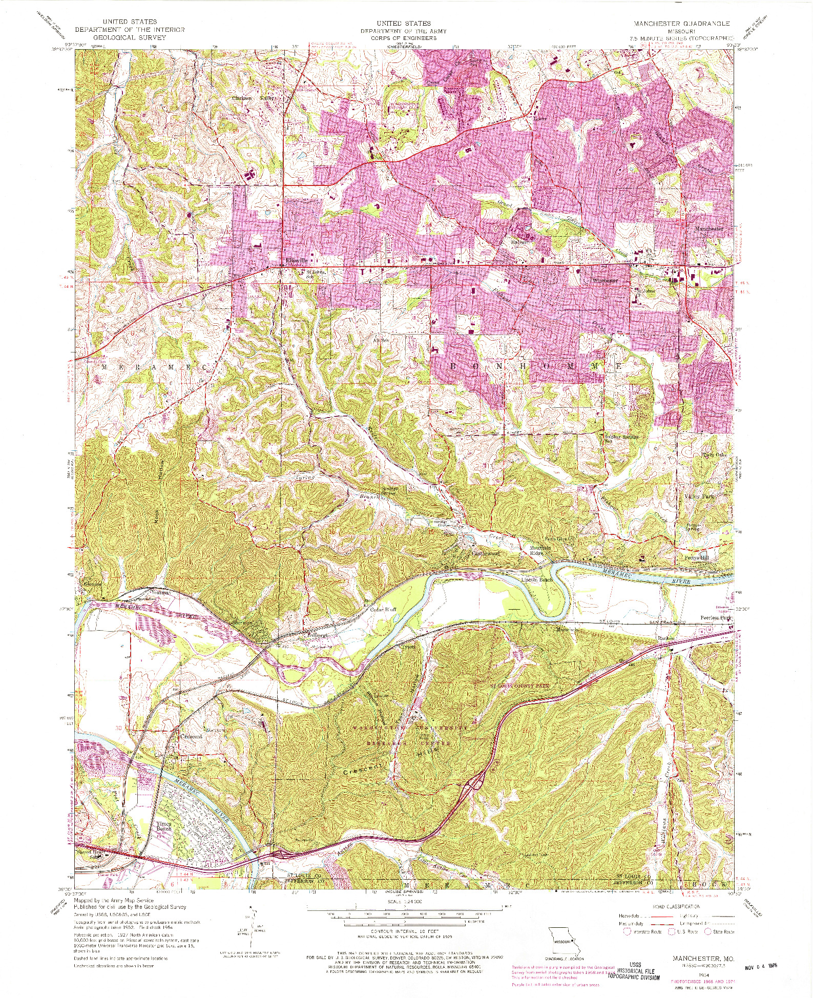 USGS 1:24000-SCALE QUADRANGLE FOR MANCHESTER, MO 1954