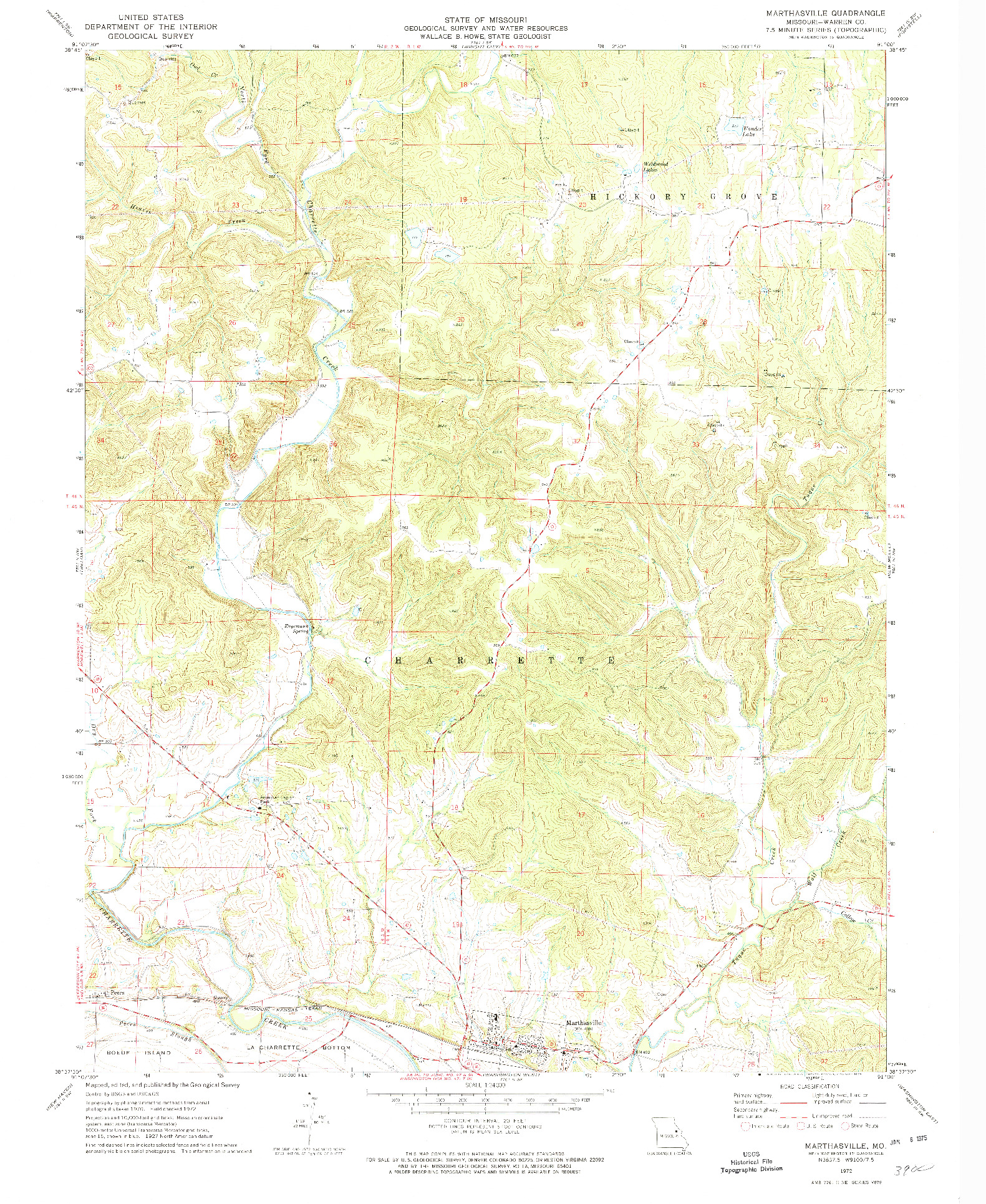 USGS 1:24000-SCALE QUADRANGLE FOR MARTHASVILLE, MO 1972