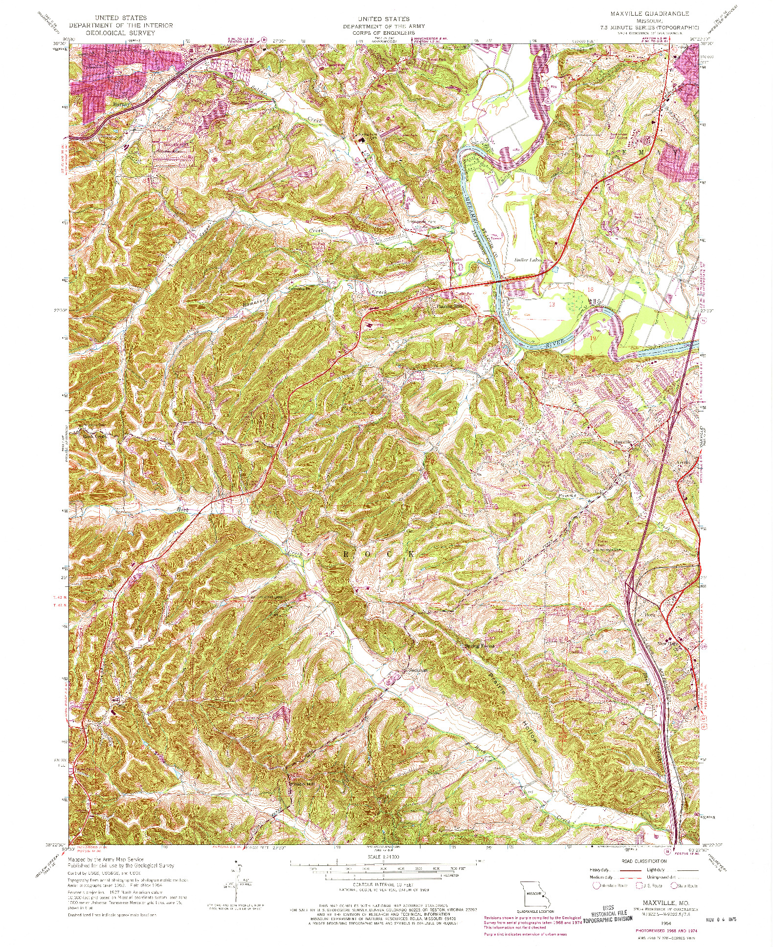 USGS 1:24000-SCALE QUADRANGLE FOR MAXVILLE, MO 1954