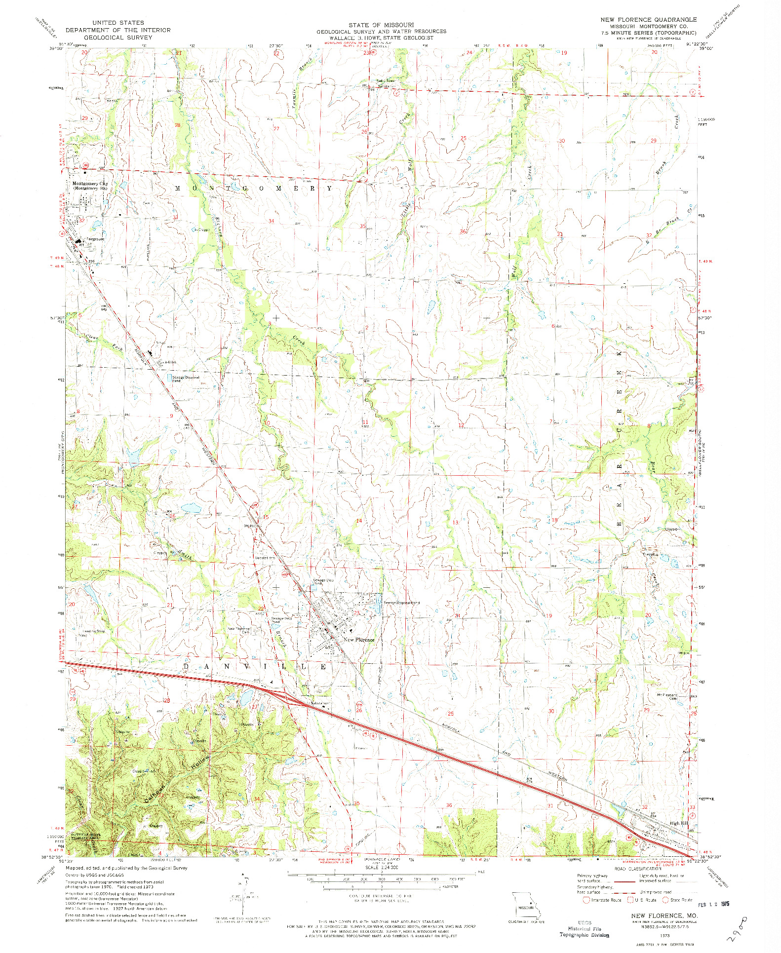 USGS 1:24000-SCALE QUADRANGLE FOR NEW FLORENCE, MO 1973