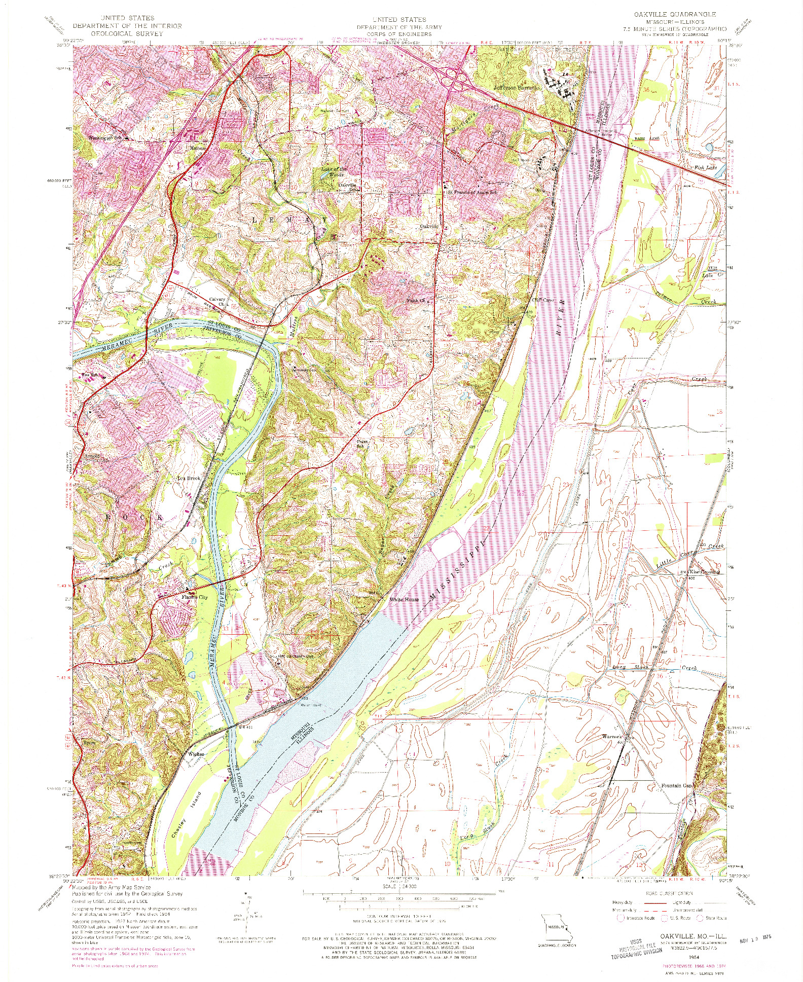 USGS 1:24000-SCALE QUADRANGLE FOR OAKVILLE, MO 1954