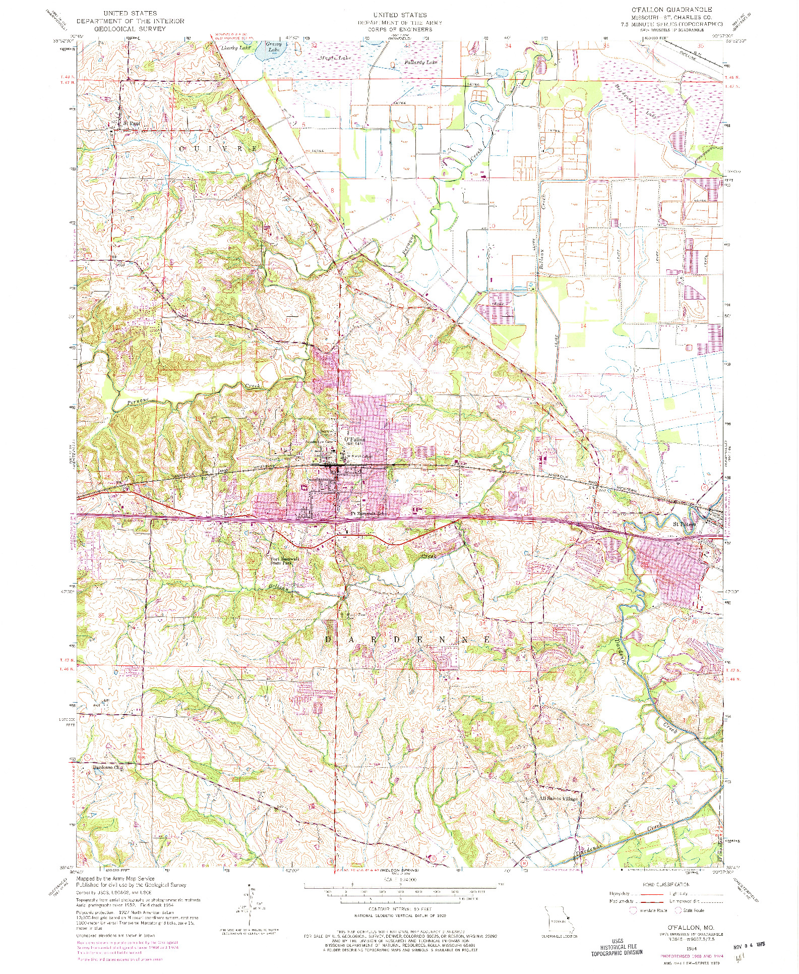 USGS 1:24000-SCALE QUADRANGLE FOR O'FALLON, MO 1954