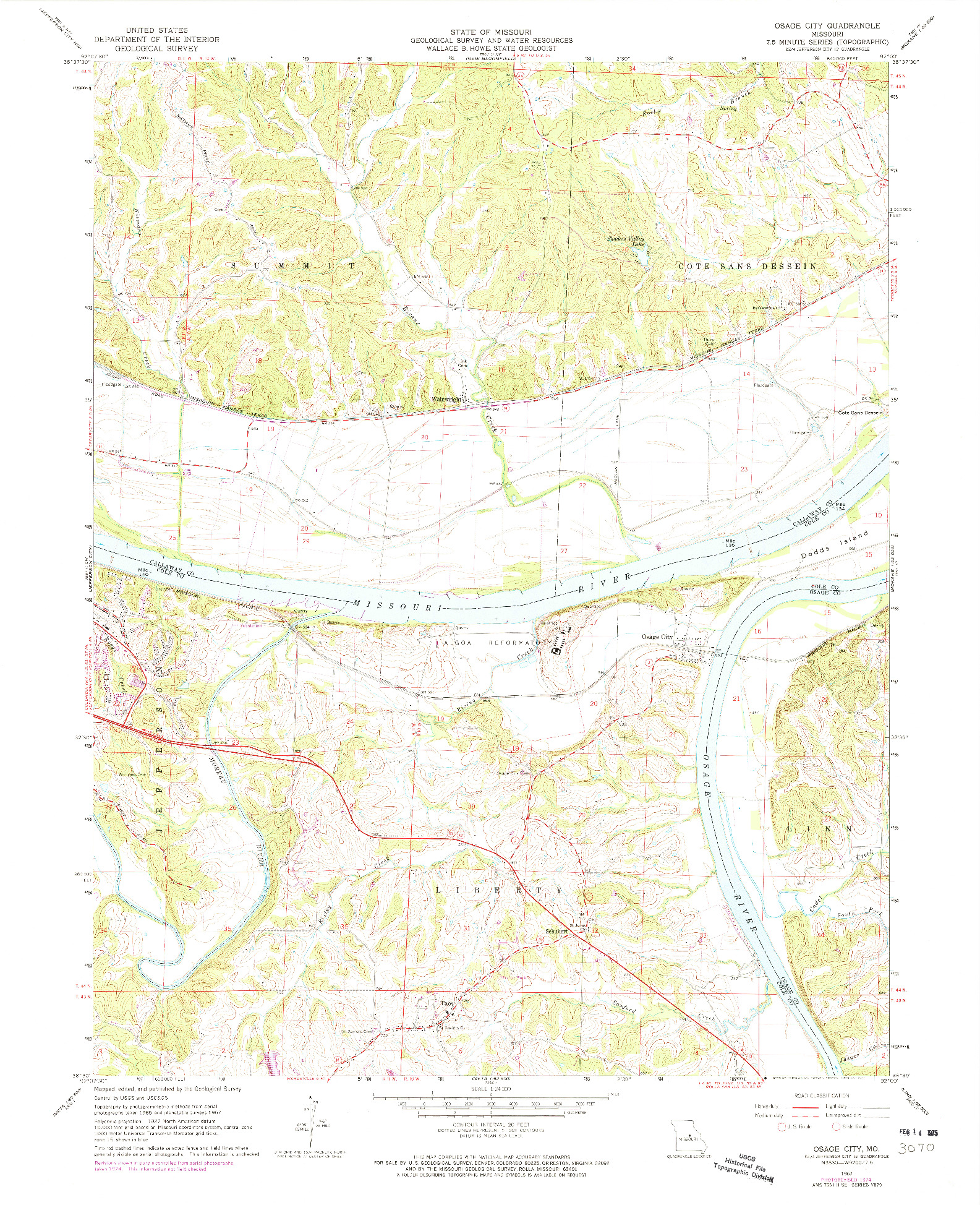 USGS 1:24000-SCALE QUADRANGLE FOR OSAGE CITY, MO 1967