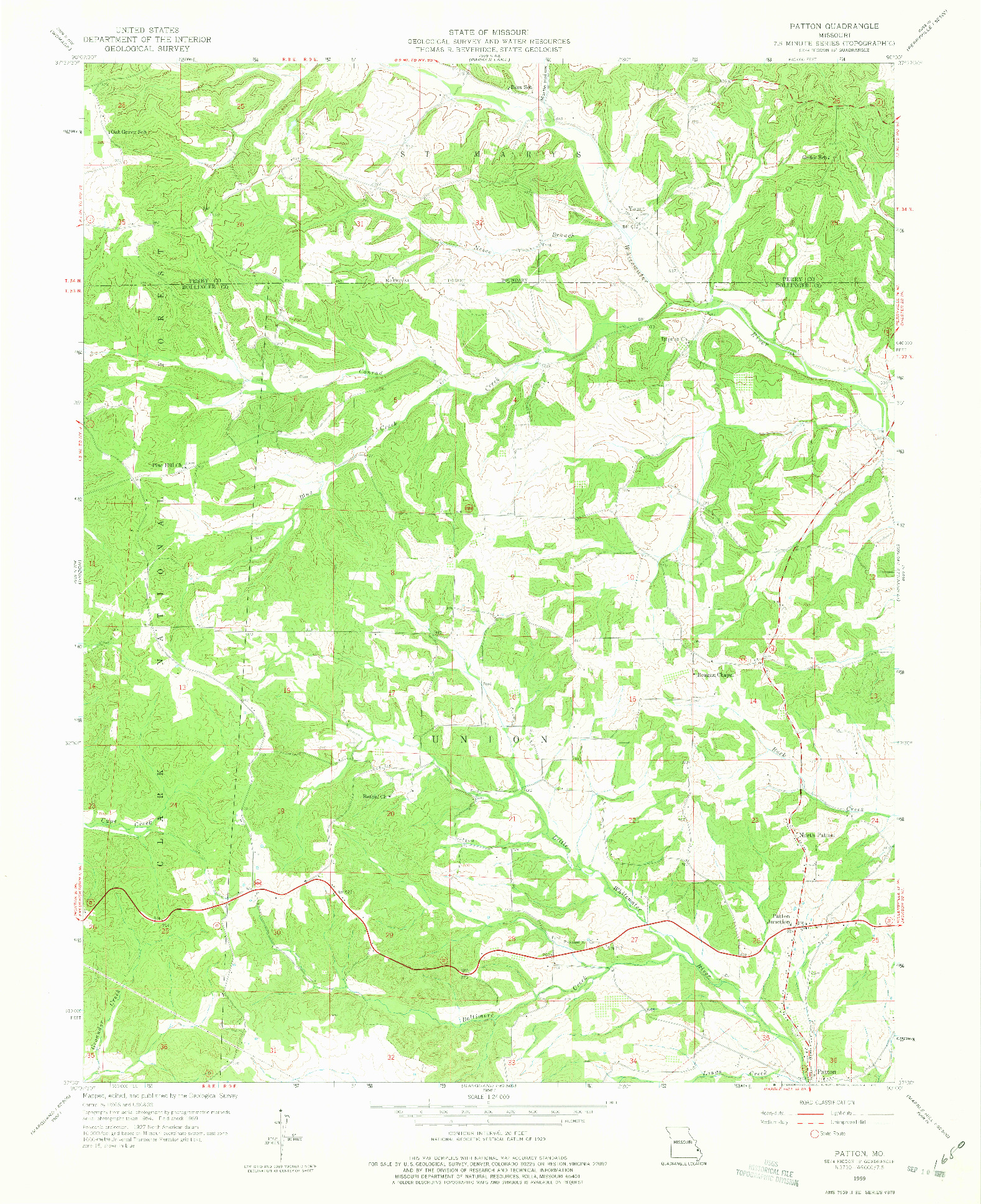 USGS 1:24000-SCALE QUADRANGLE FOR PATTON, MO 1959