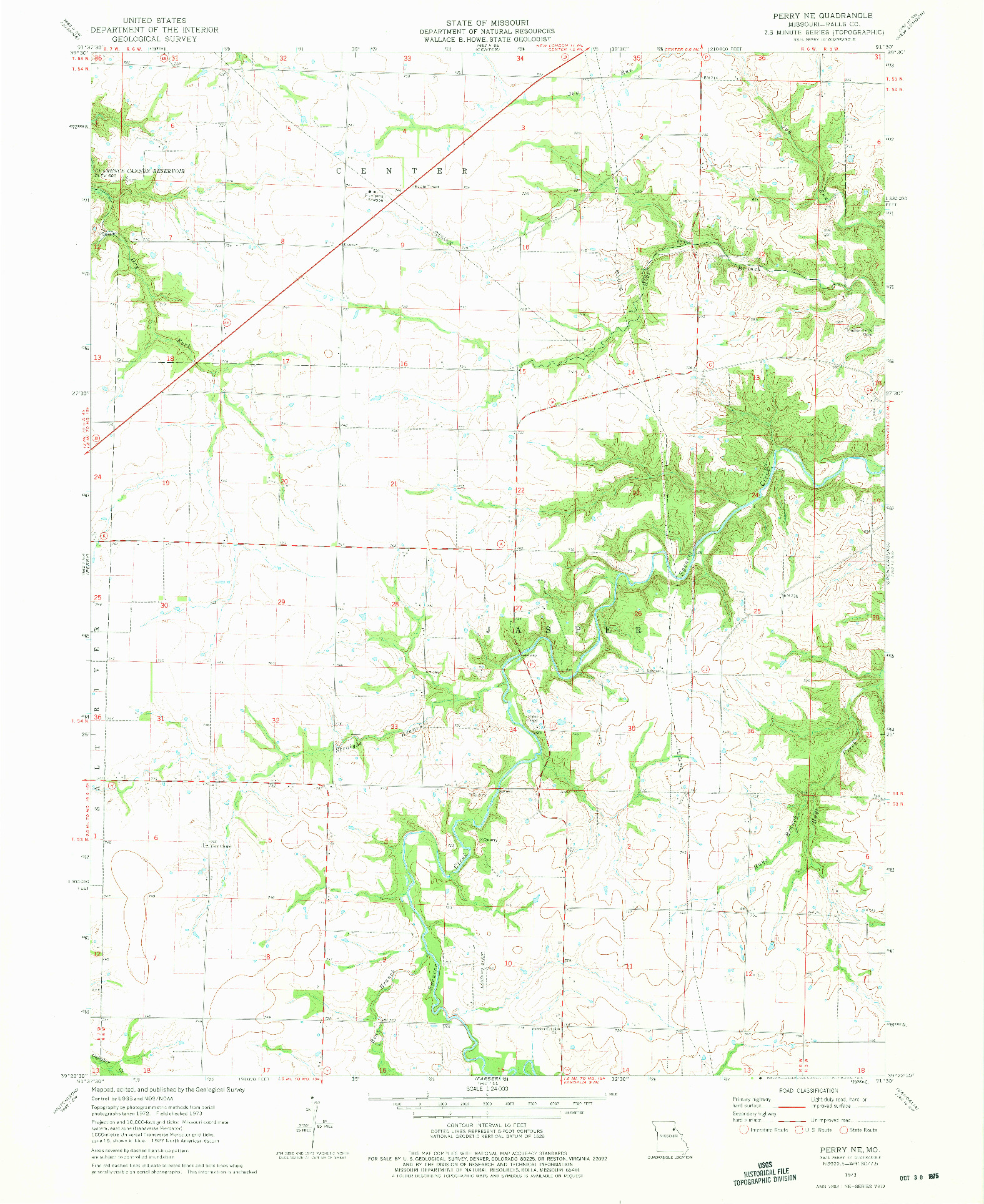 USGS 1:24000-SCALE QUADRANGLE FOR PERRY NE, MO 1973