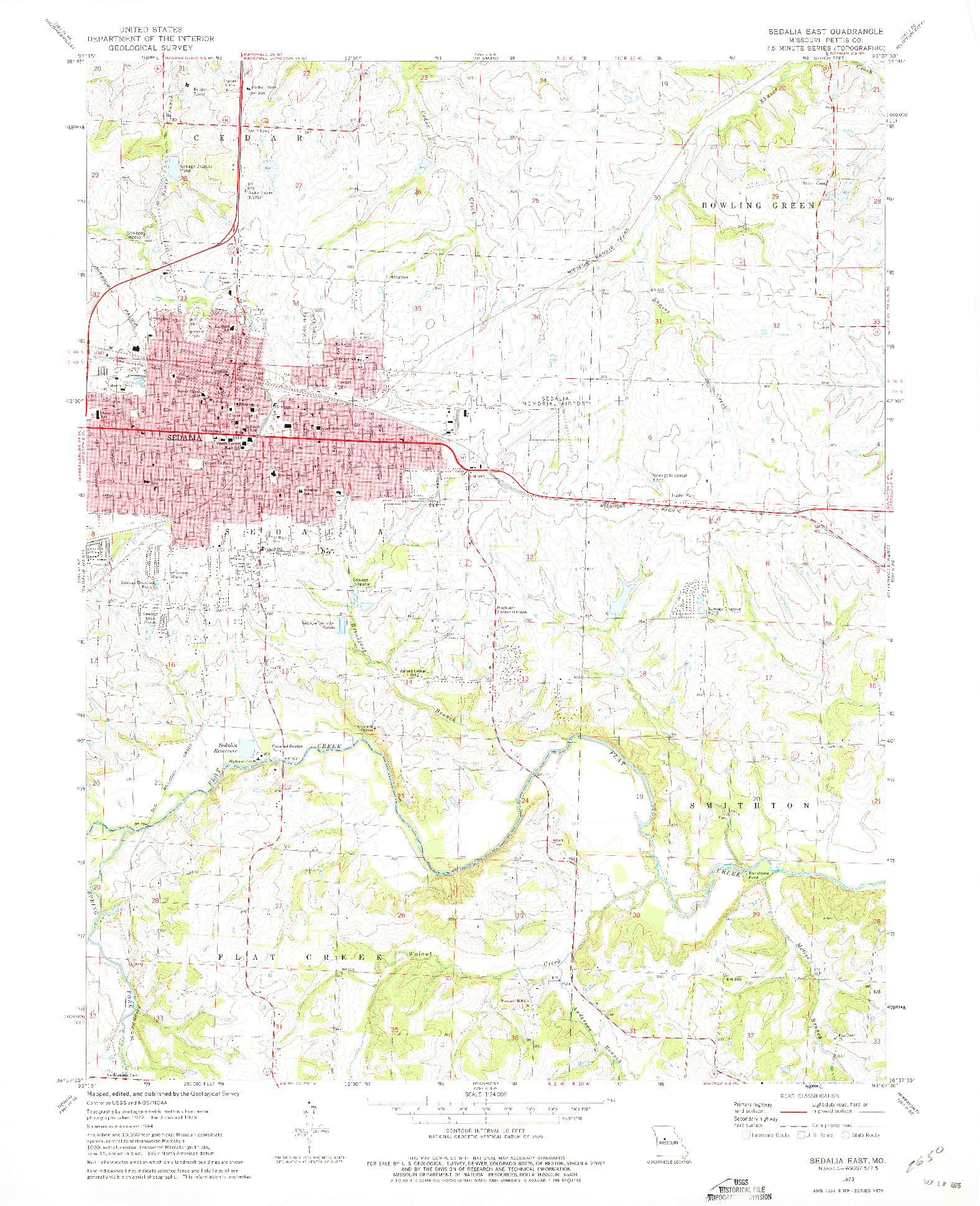 USGS 1:24000-SCALE QUADRANGLE FOR SEDALIA EAST, MO 1973