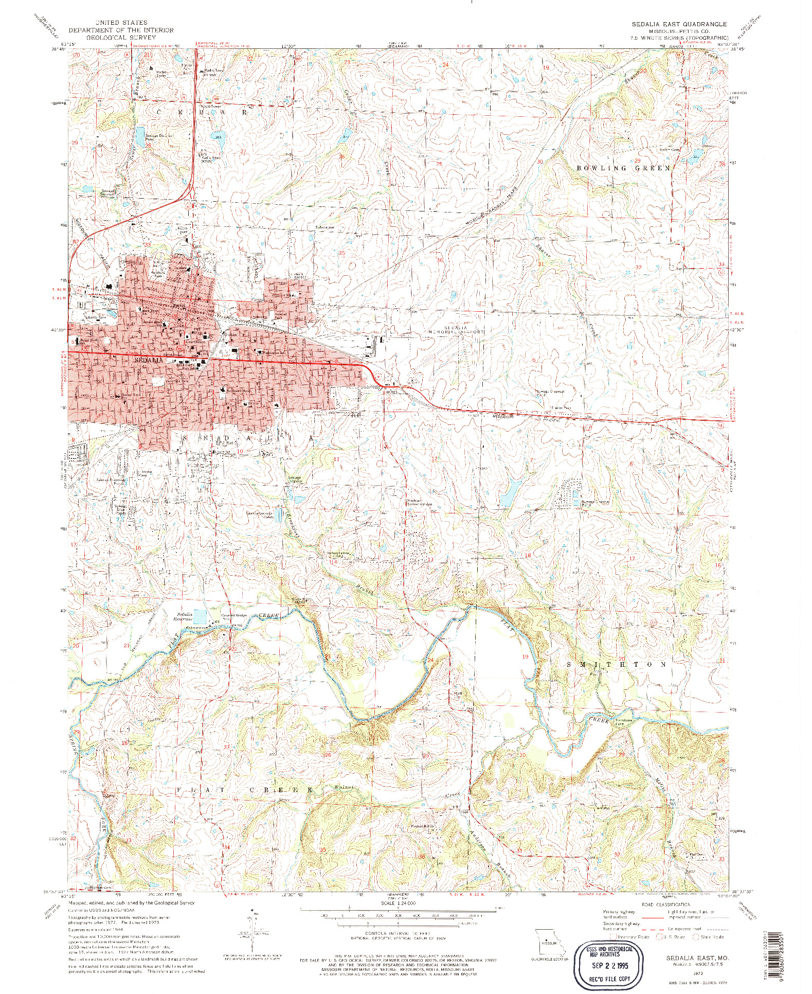 USGS 1:24000-SCALE QUADRANGLE FOR SEDALIA EAST, MO 1973