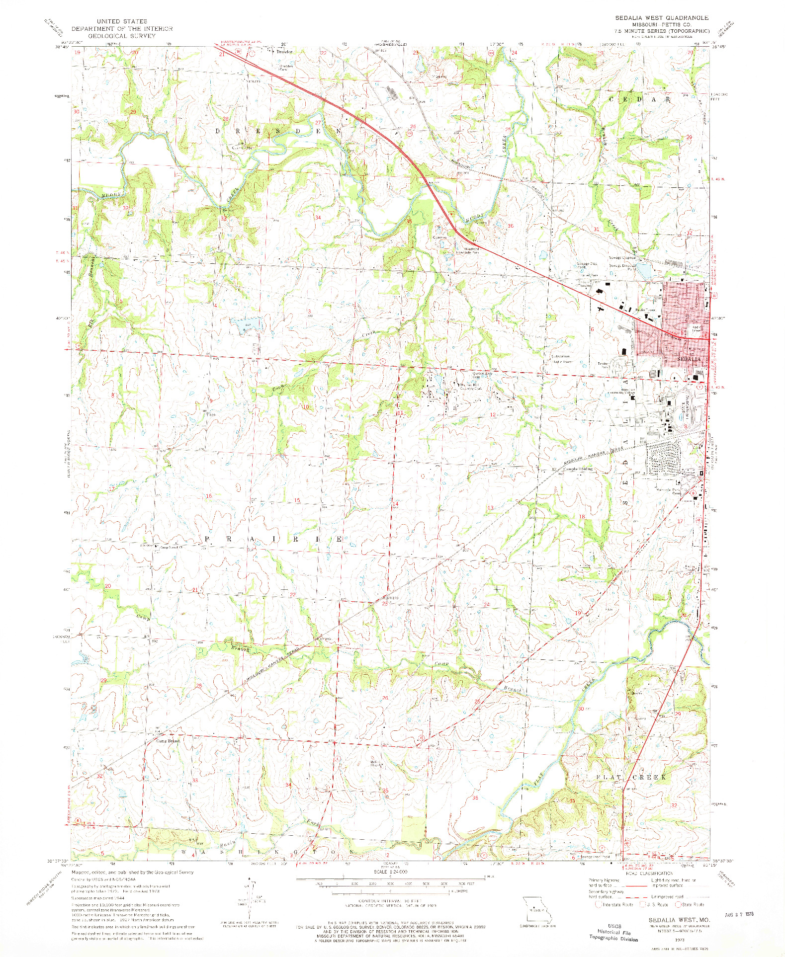 USGS 1:24000-SCALE QUADRANGLE FOR SEDALIA WEST, MO 1973