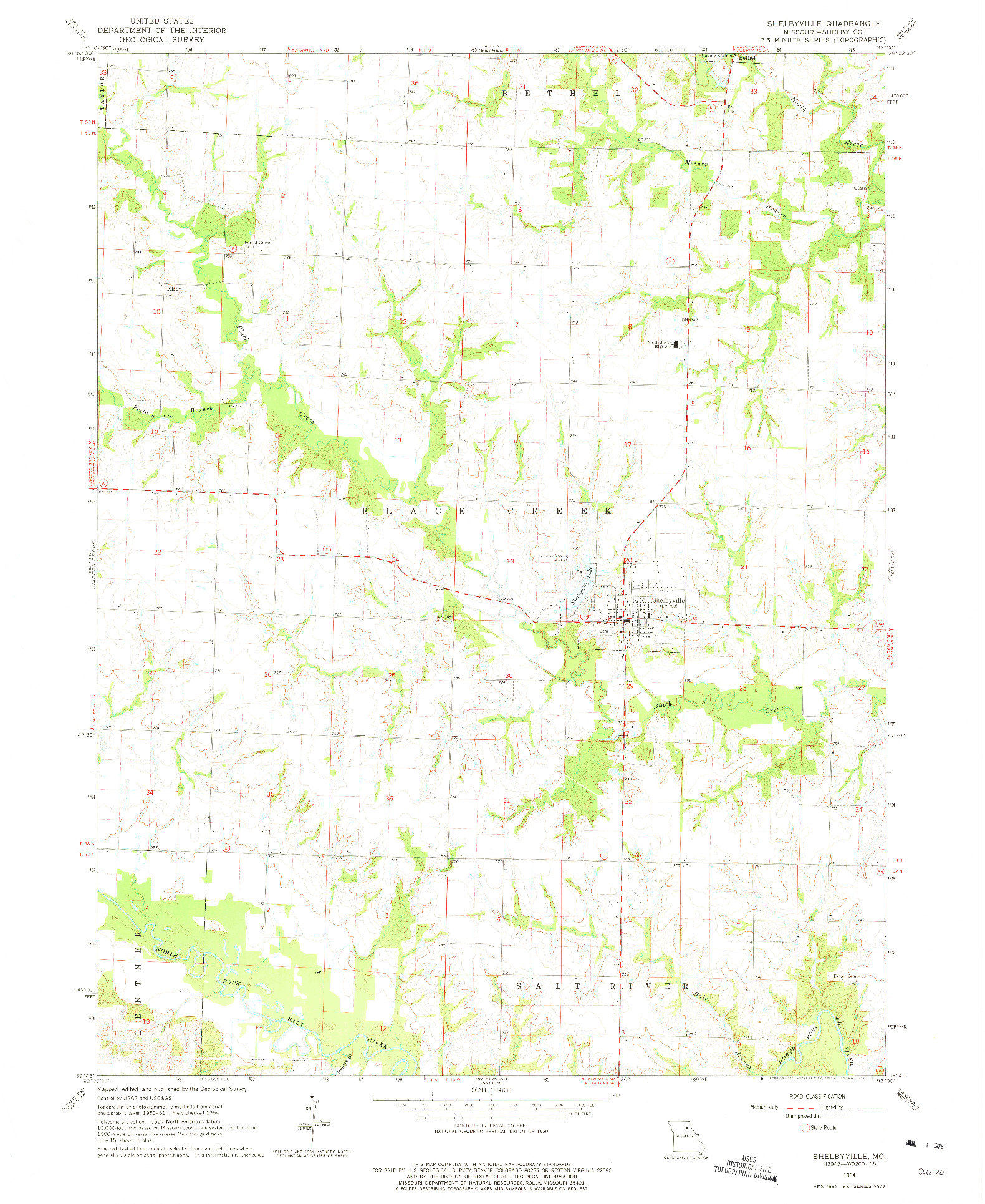 USGS 1:24000-SCALE QUADRANGLE FOR SHELBYVILLE, MO 1964